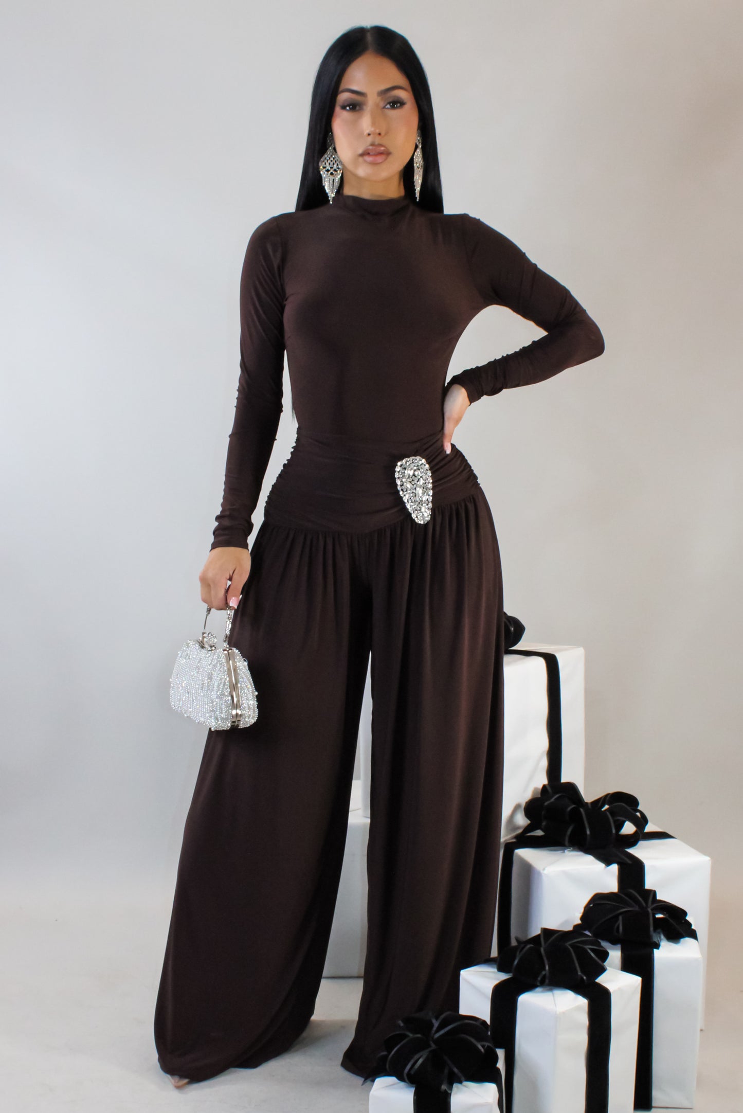 Luxe Layers Pant Set - Brown