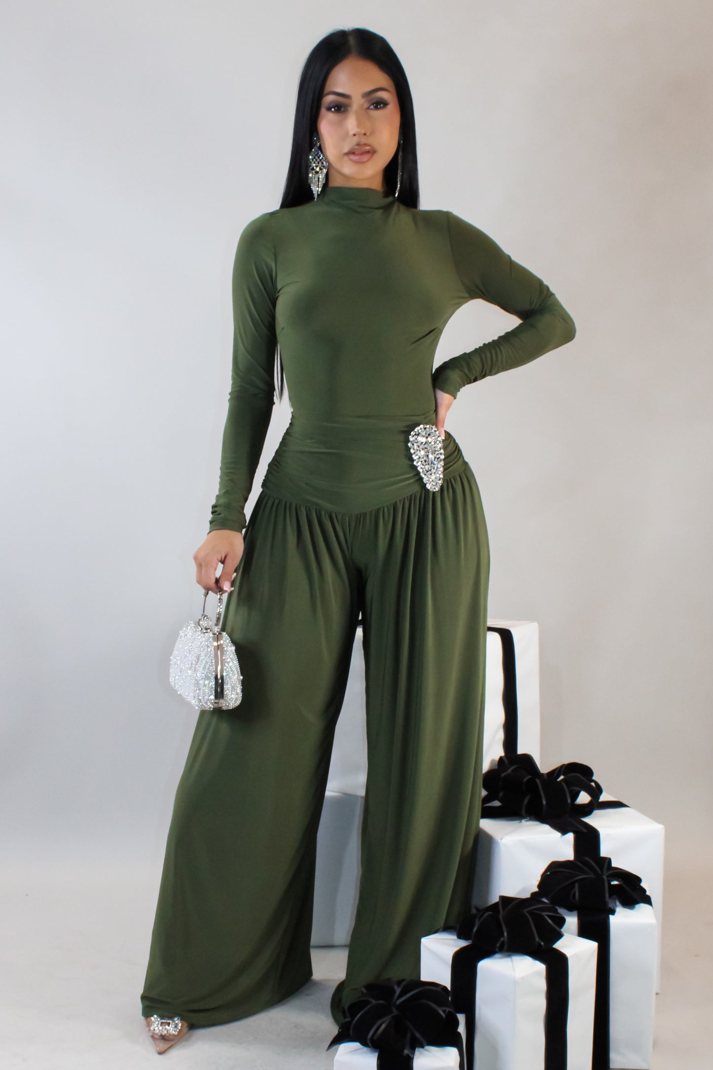 Luxe Layers Pant Set - Green
