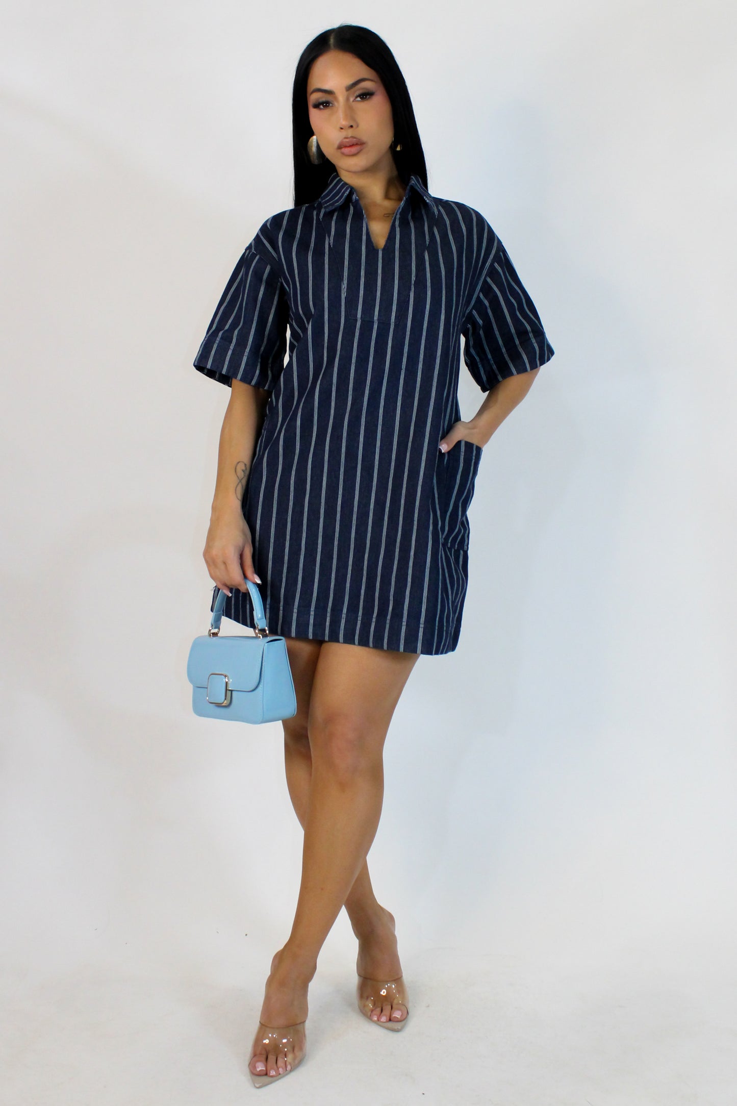 Stripes Like Mini Dress - Blue