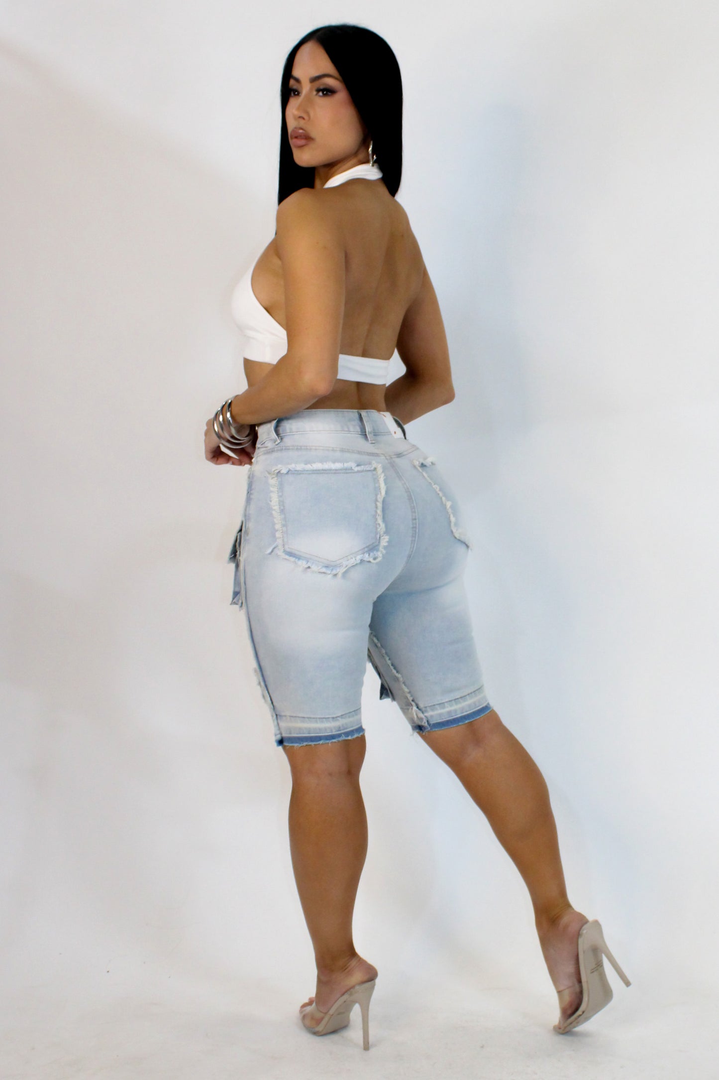 Bling & Pon Bermudas - Light Wash