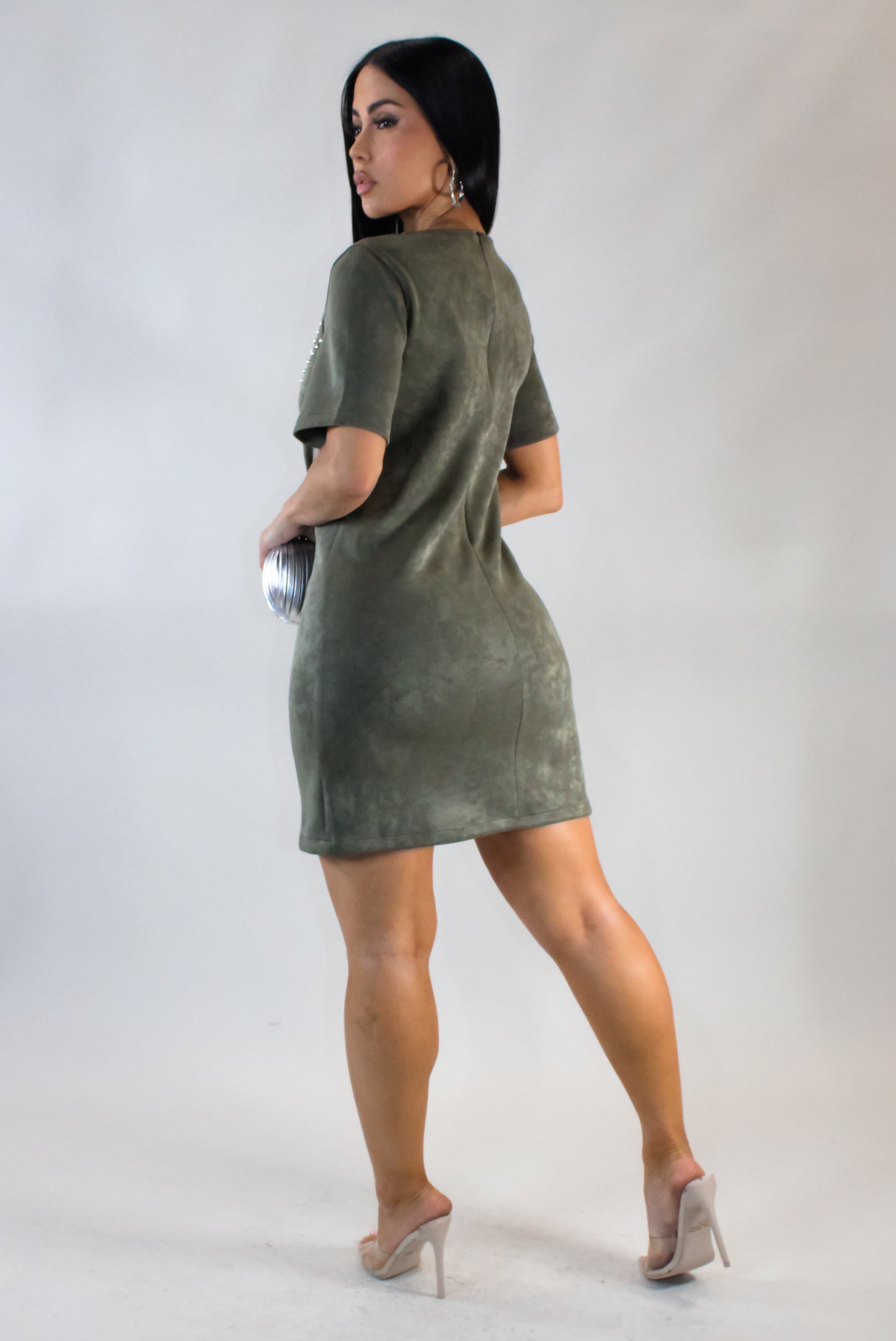 Make You Notice Mini Dress - Olive