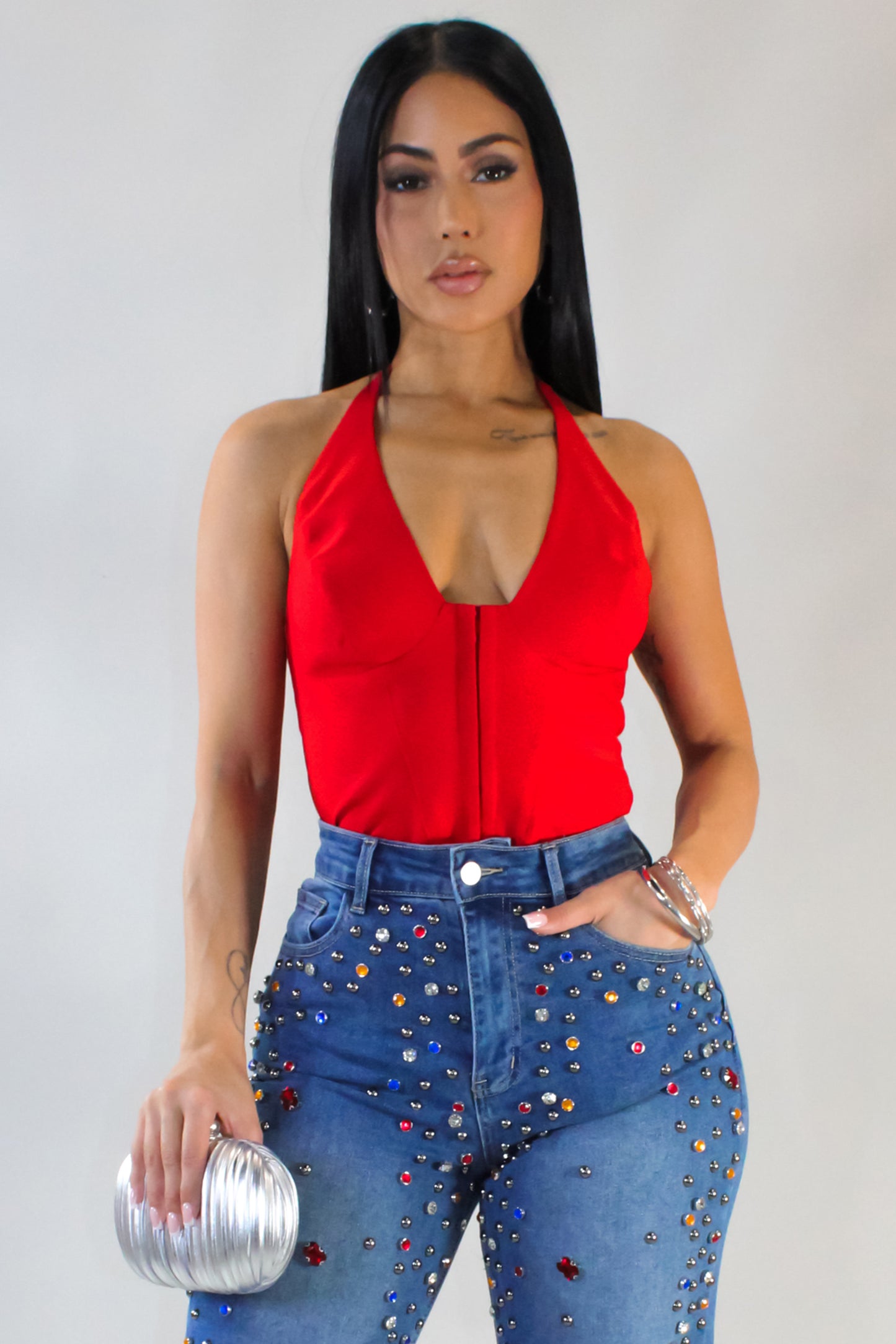Tied Down Crop Top - Red