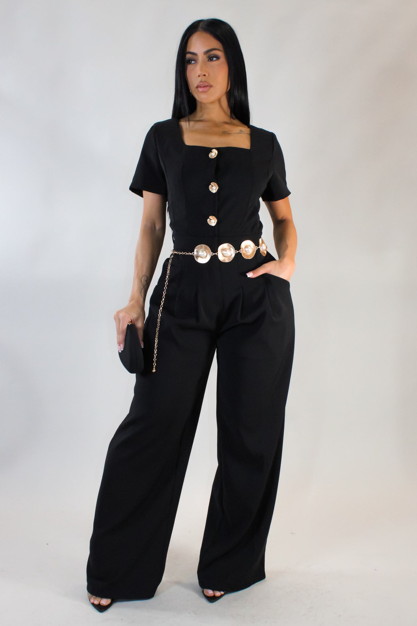 Glad I'm Here Jumpsuit - Black