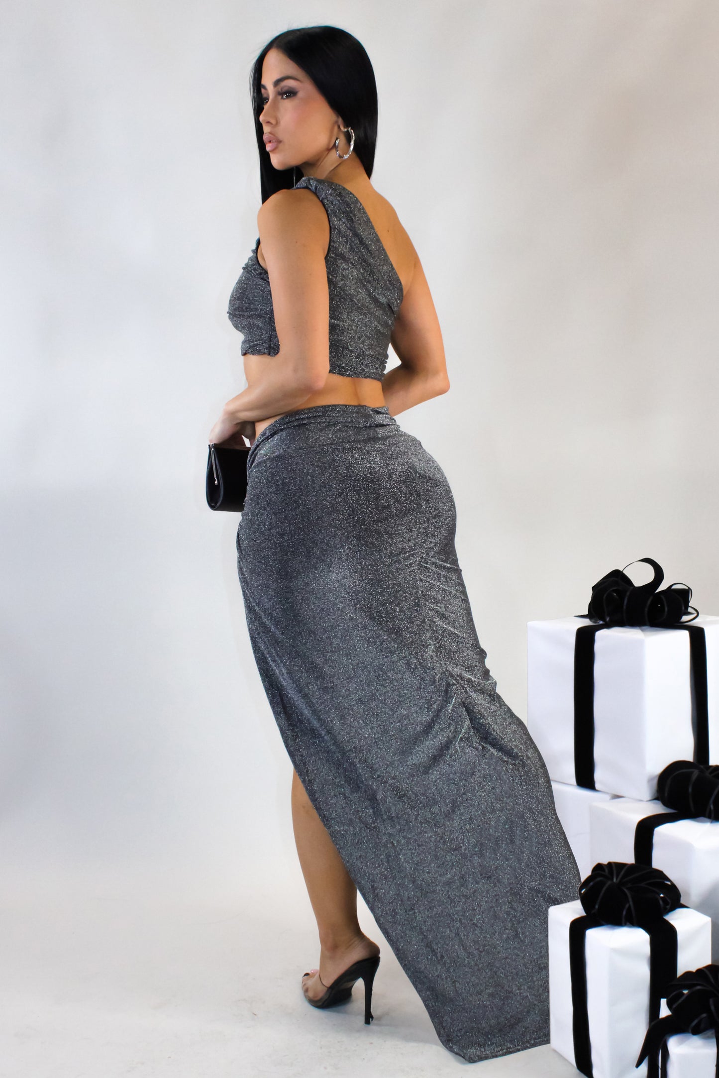 Hear Me Out Two Piece Skirt Set - Black