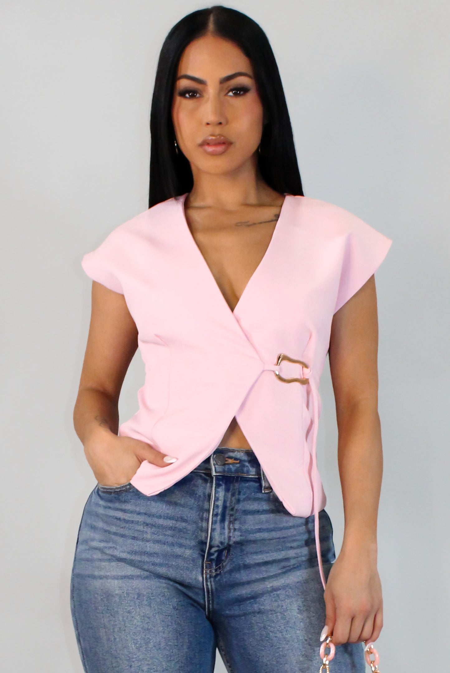 Flavia Cross Top - Pink