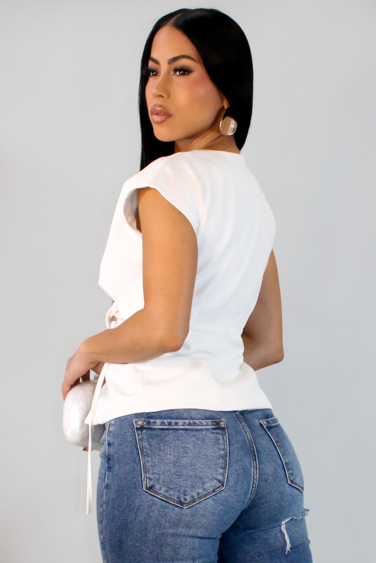 Flavia Cross Top - White