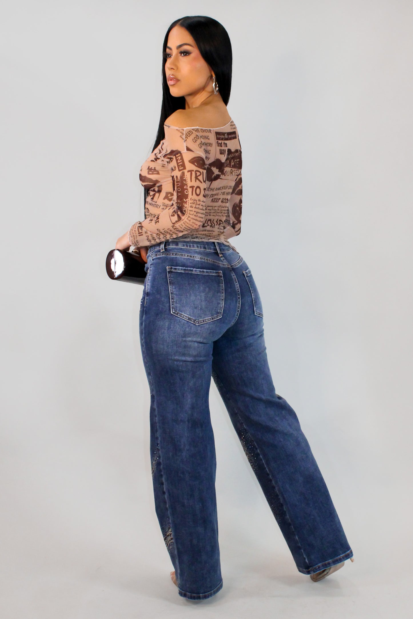 Bling Waves Denim Pant- Dark Wash