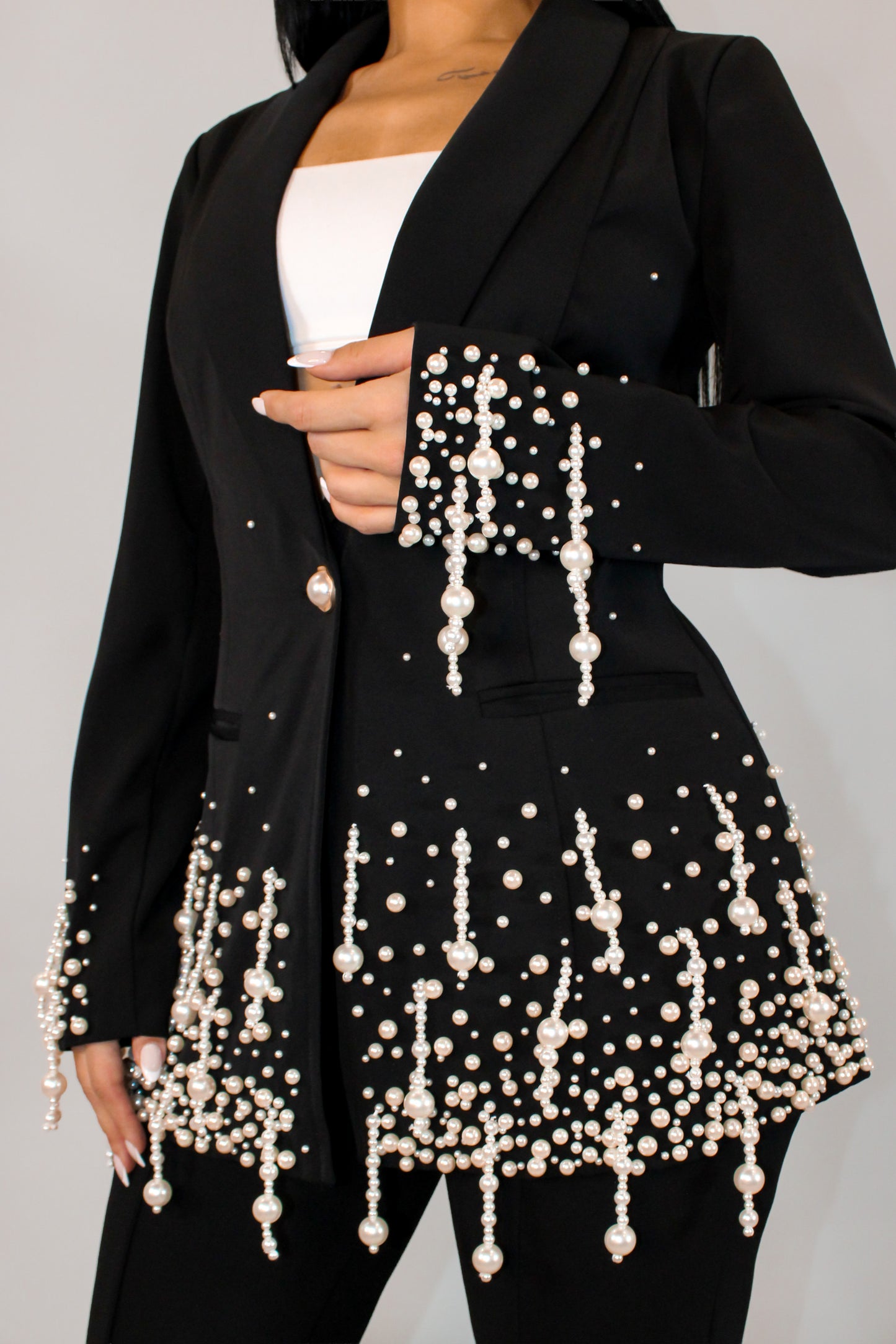 All In Pearls Blazer - Black