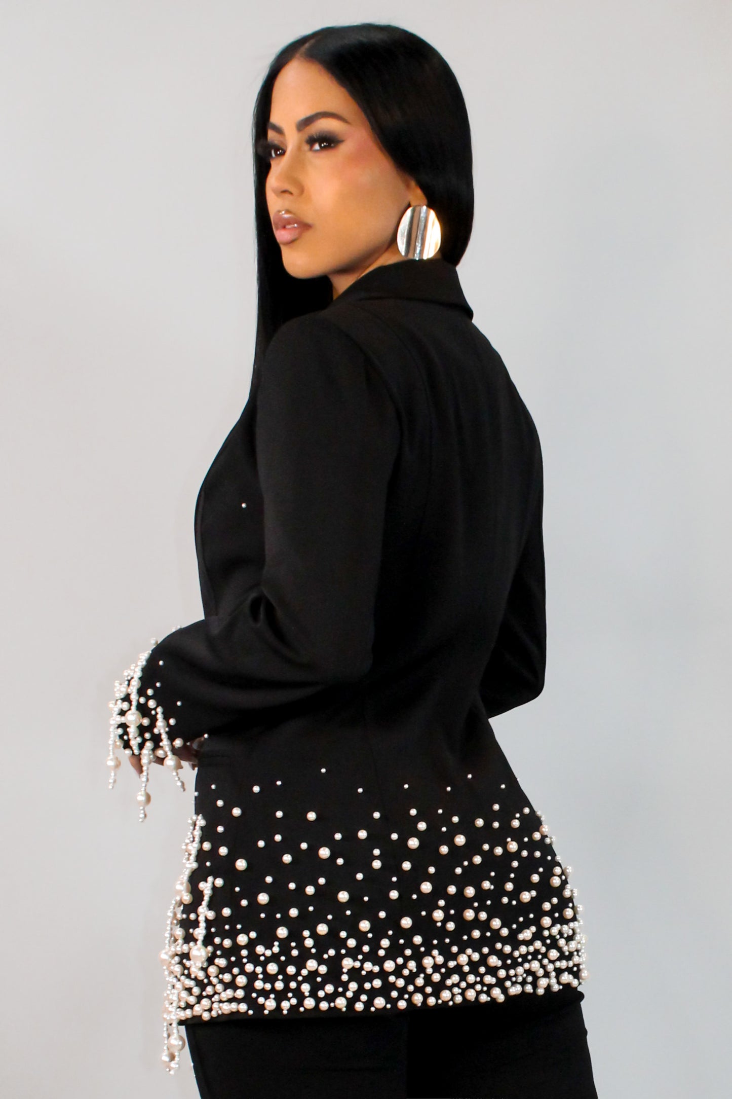 All In Pearls Blazer - Black