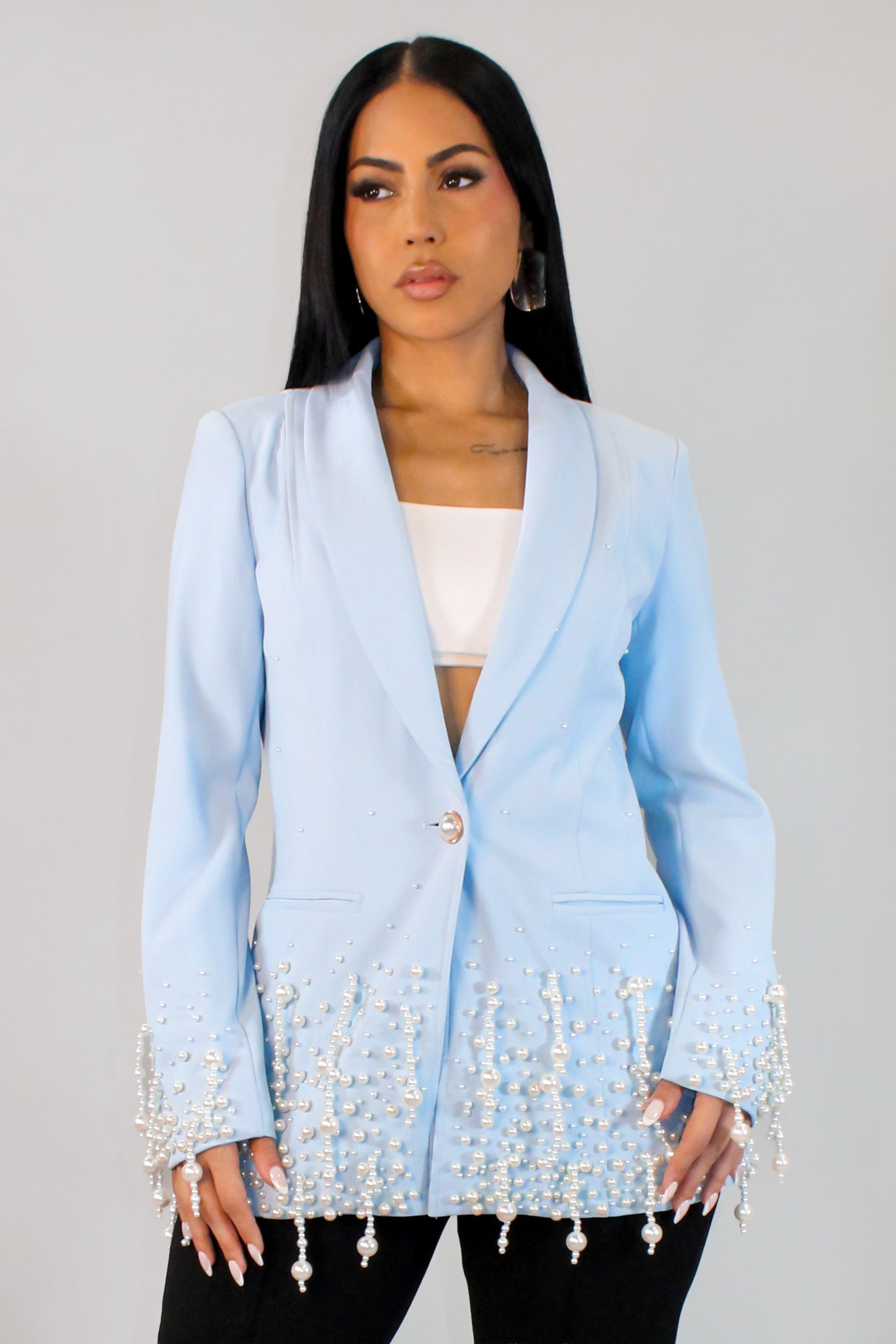 All In Pearls Blazer - Blue