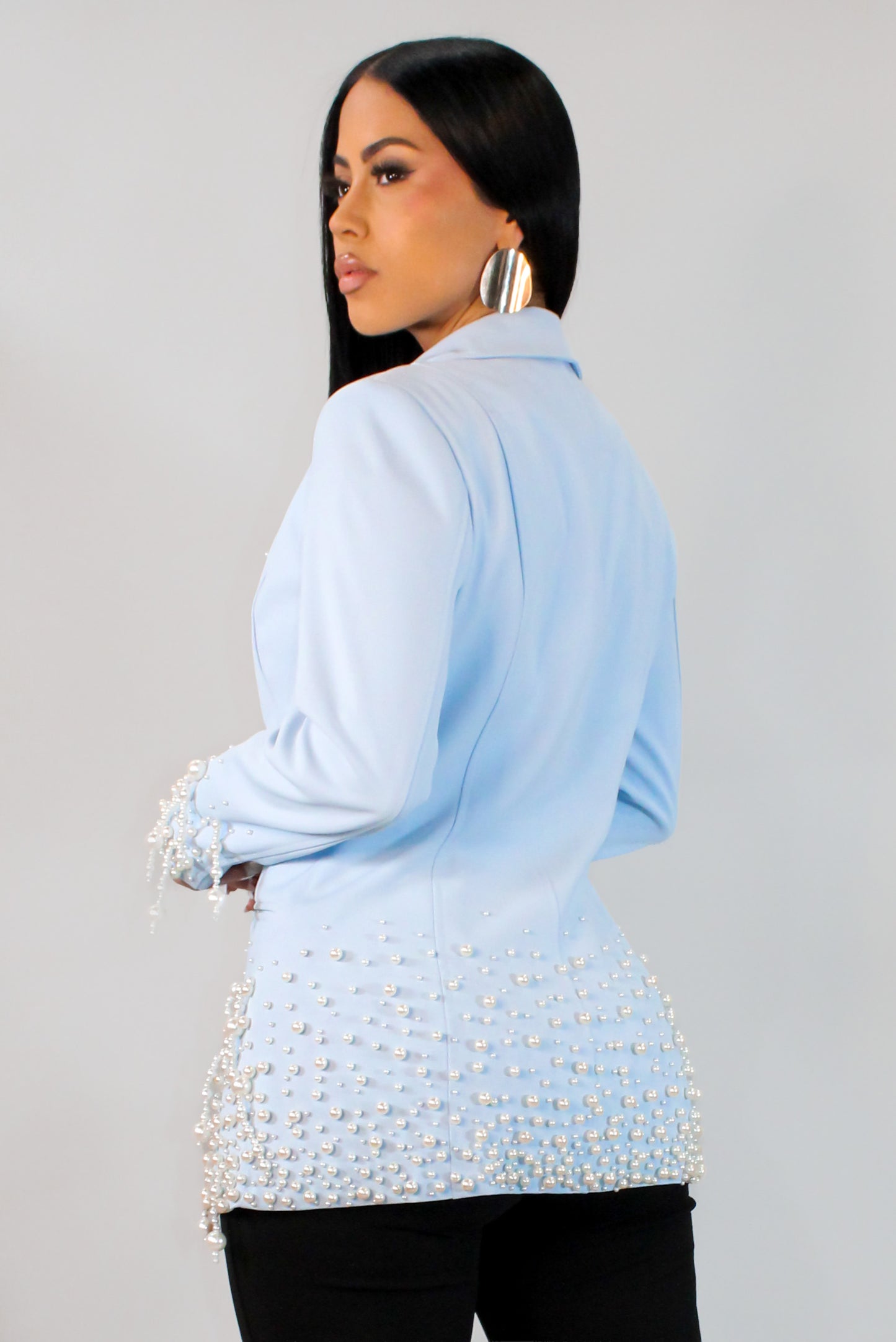 All In Pearls Blazer - Blue