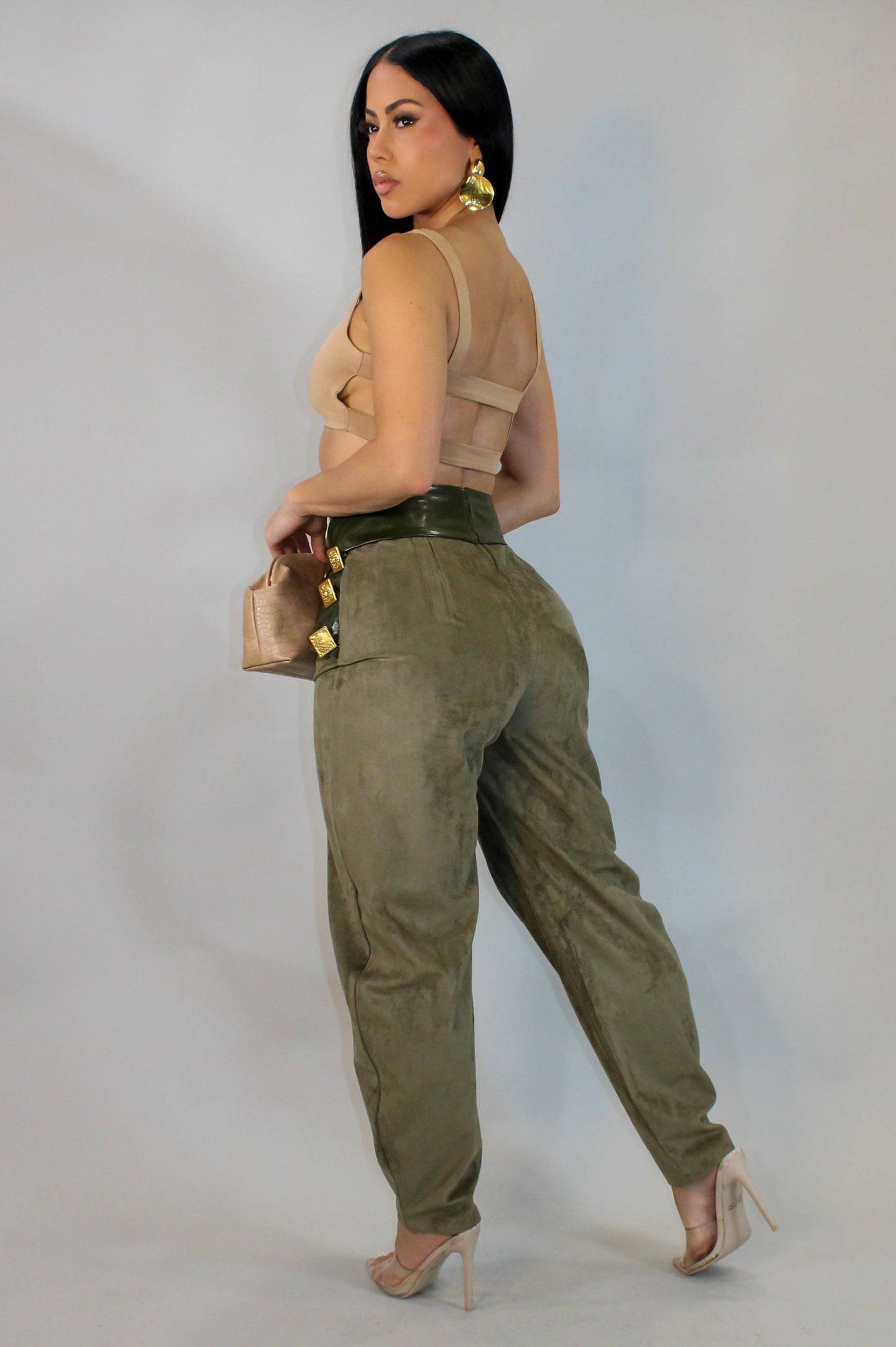 The Suede Impression Pants - Olive