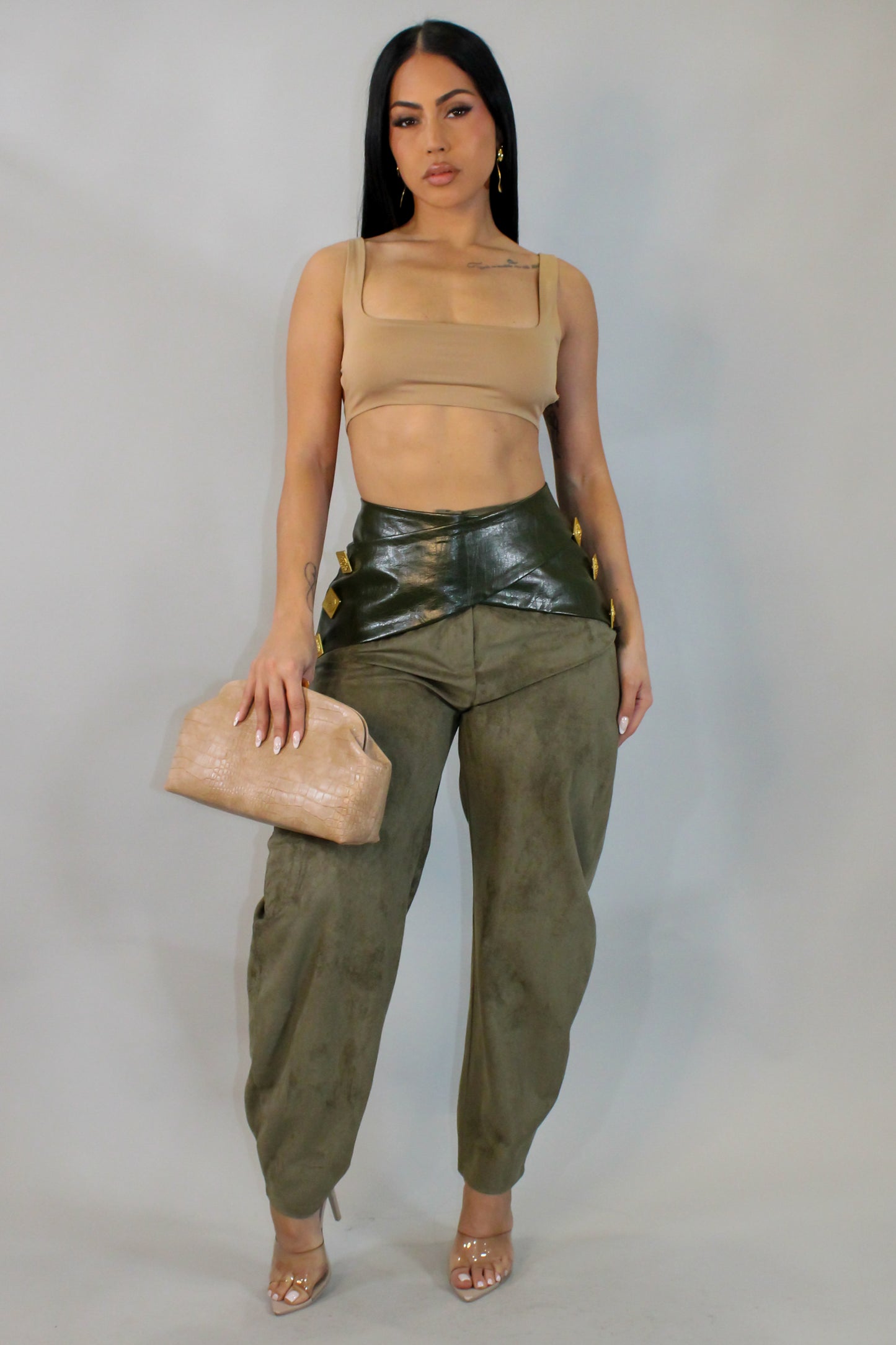 The Suede Impression Pants - Olive