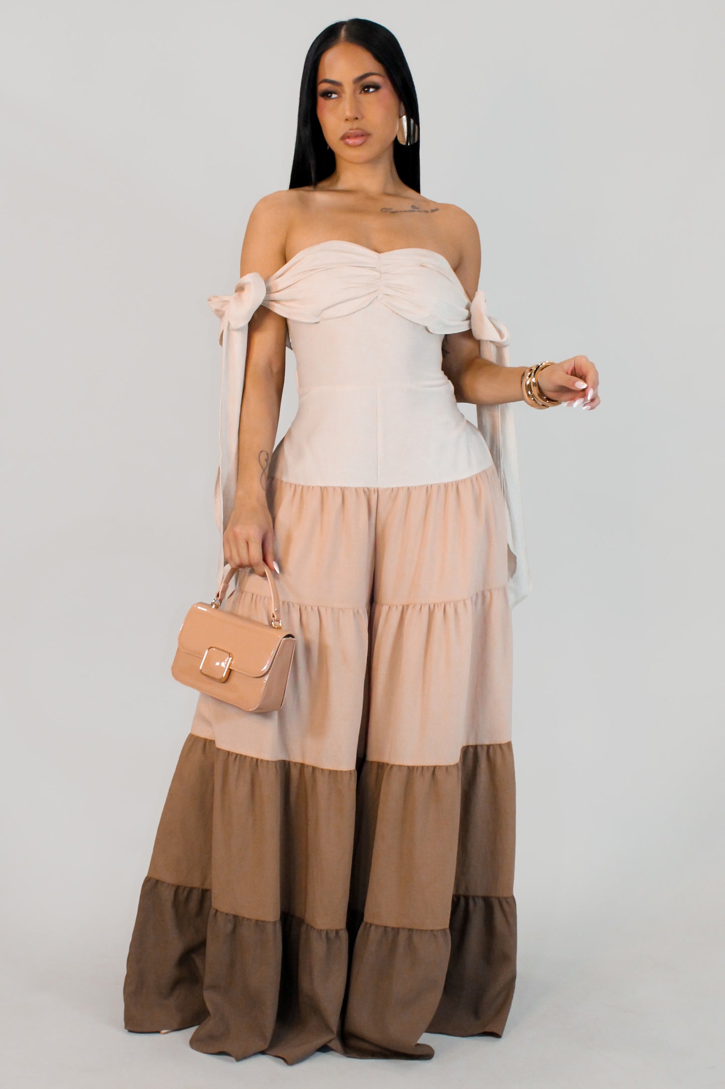 Arizona's Sunrise Jumpsuit - Beige-Brown