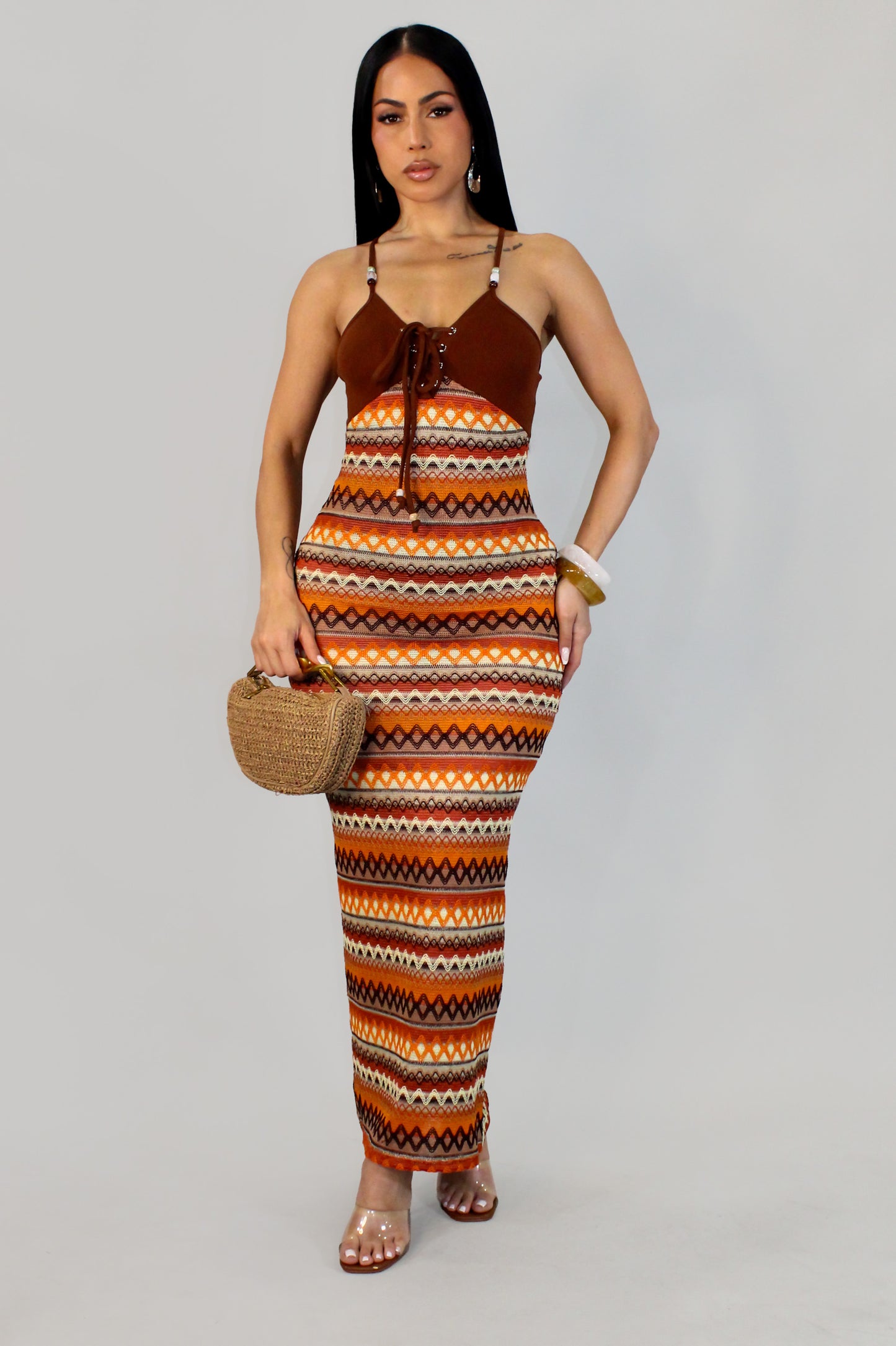 Paradise Sunshine Dress - Brown-Multi