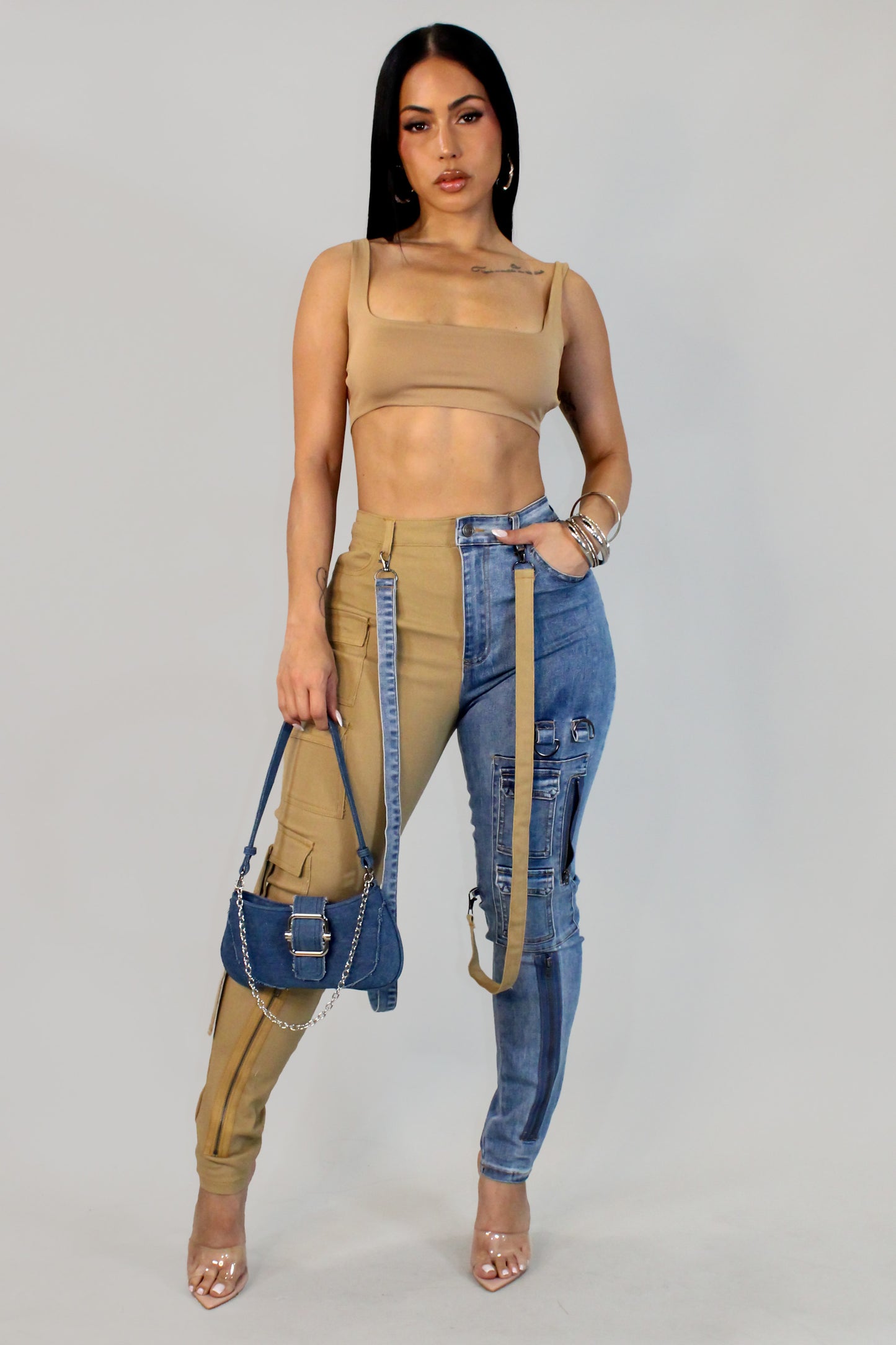 Out For A Change Pants - Denim-Beige