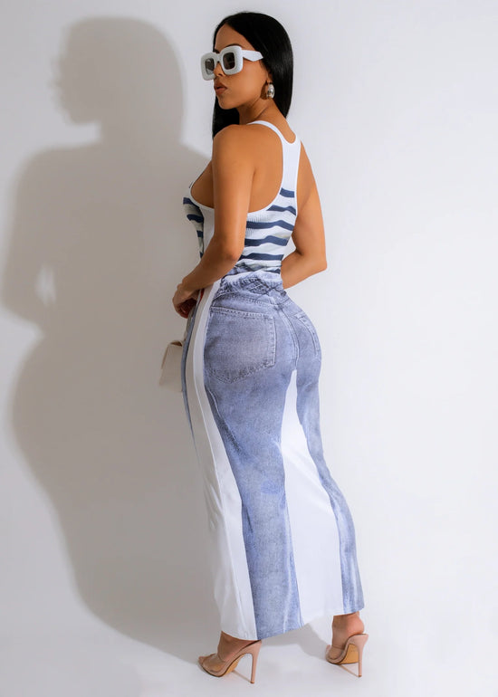 PRE ORDER!! WILL SHIP 06/05!! Styled With My Best Midi Dress - Blue / White