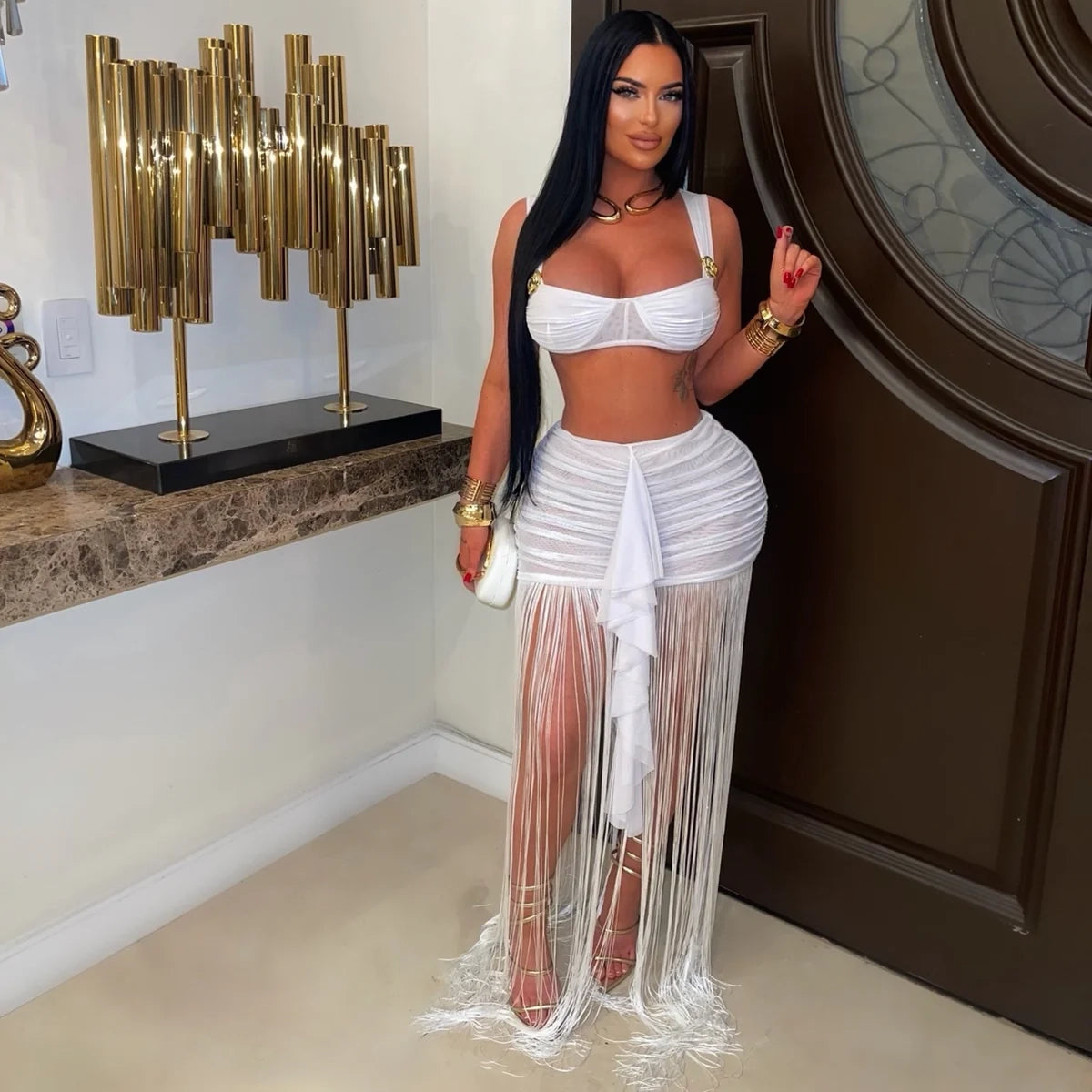 Afternoon Whisperer Skirt Set - White