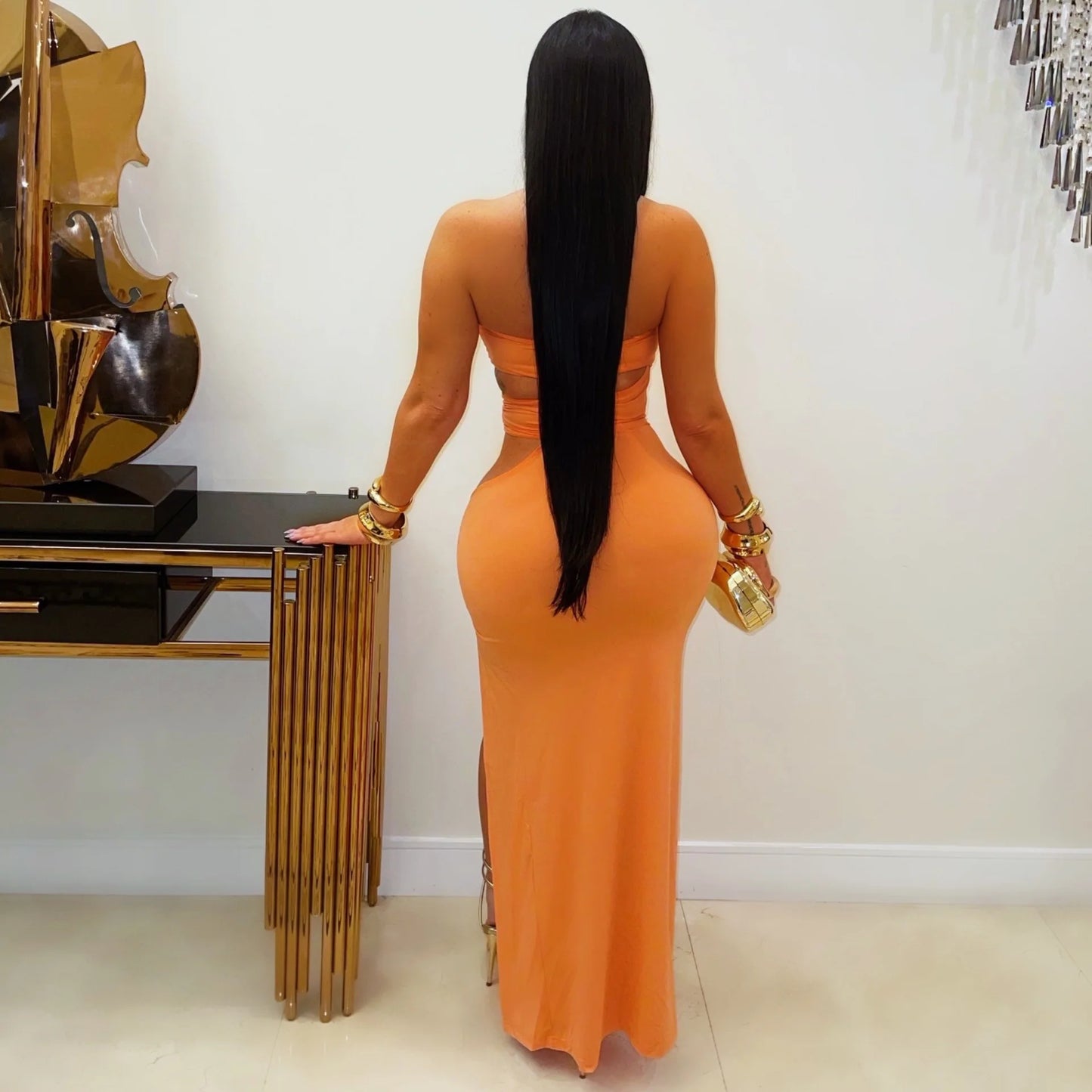 Goddess Gravity Maxi Dress -Orange