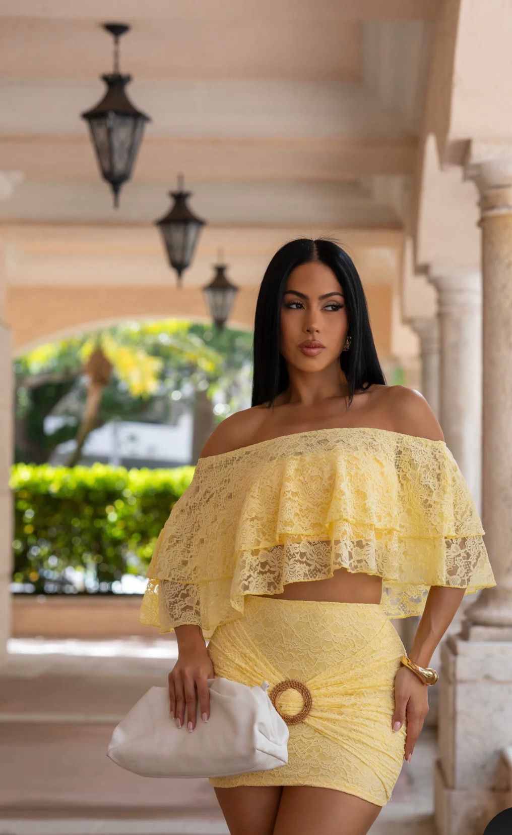 Playful Mirage Skirt Set - Yellow