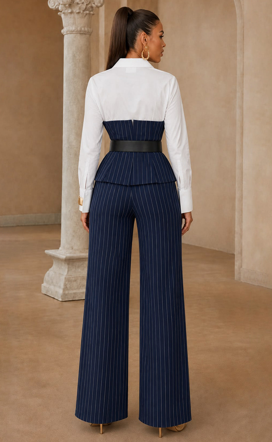 Elegant Girls Pant Set - Navy
