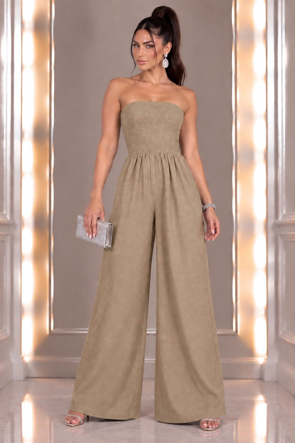 Abbracci Italian Linen Jumpsuit - Beige