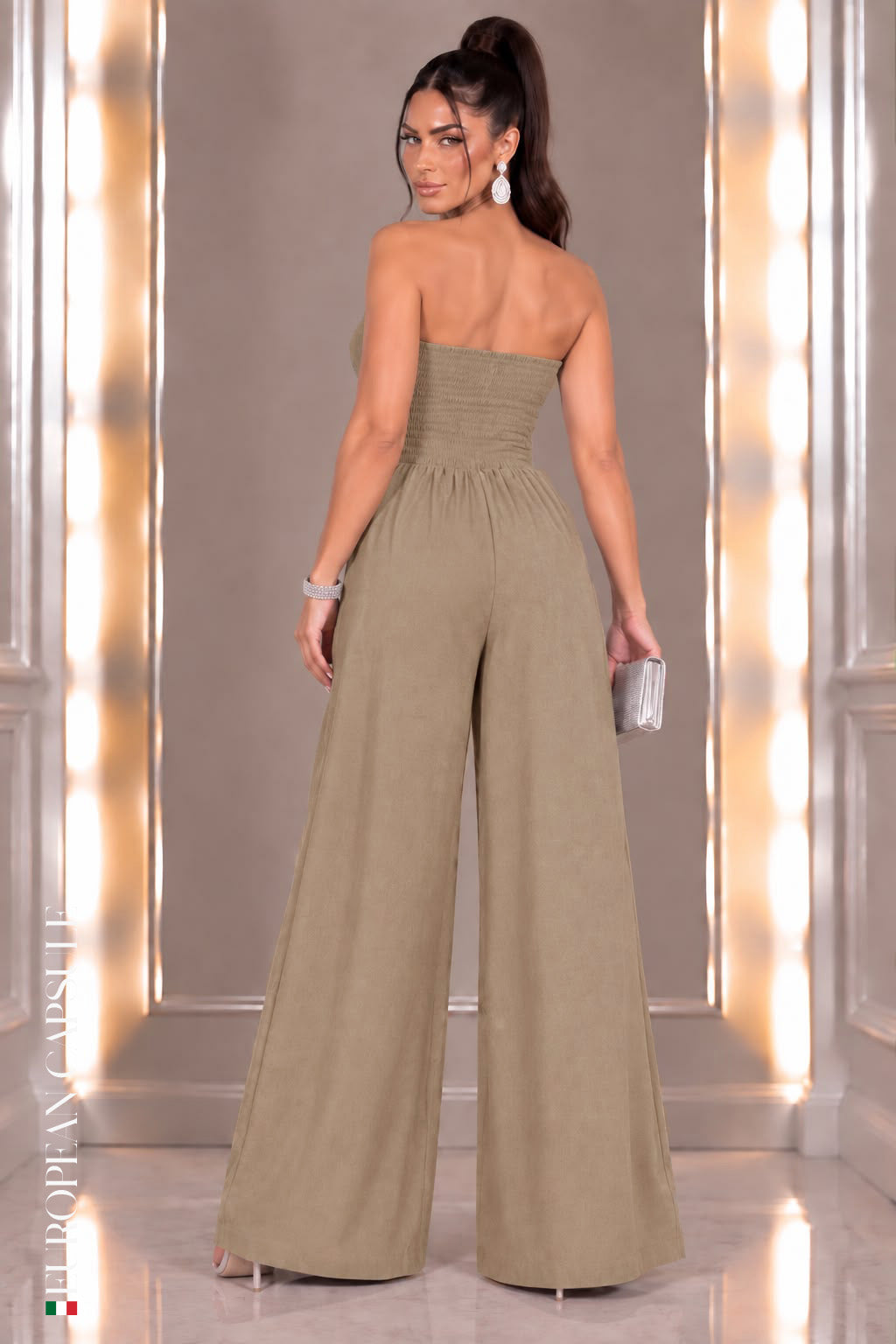 Abbracci Italian Linen Jumpsuit - Beige