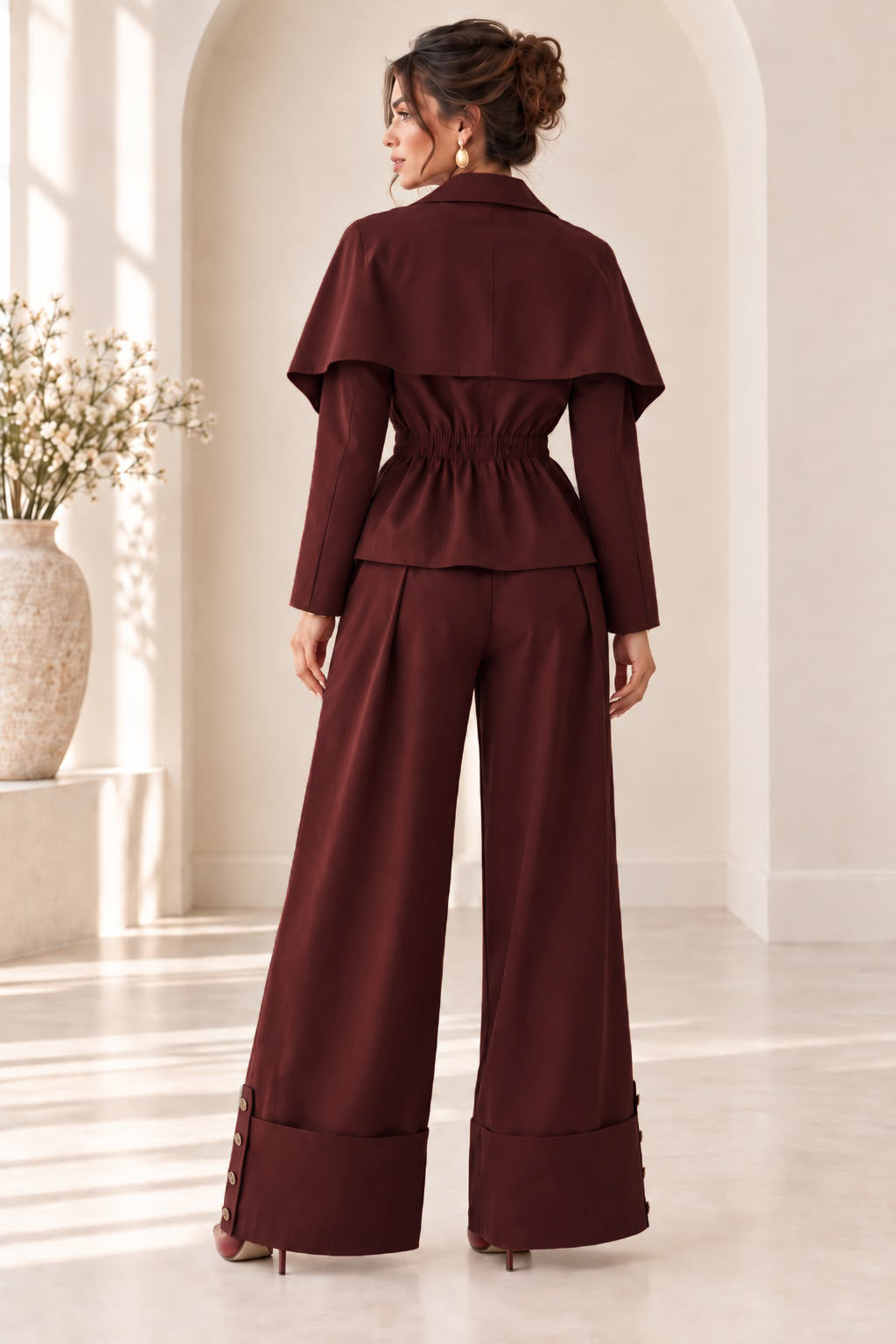 Starting Over Pant Set - Burgundy