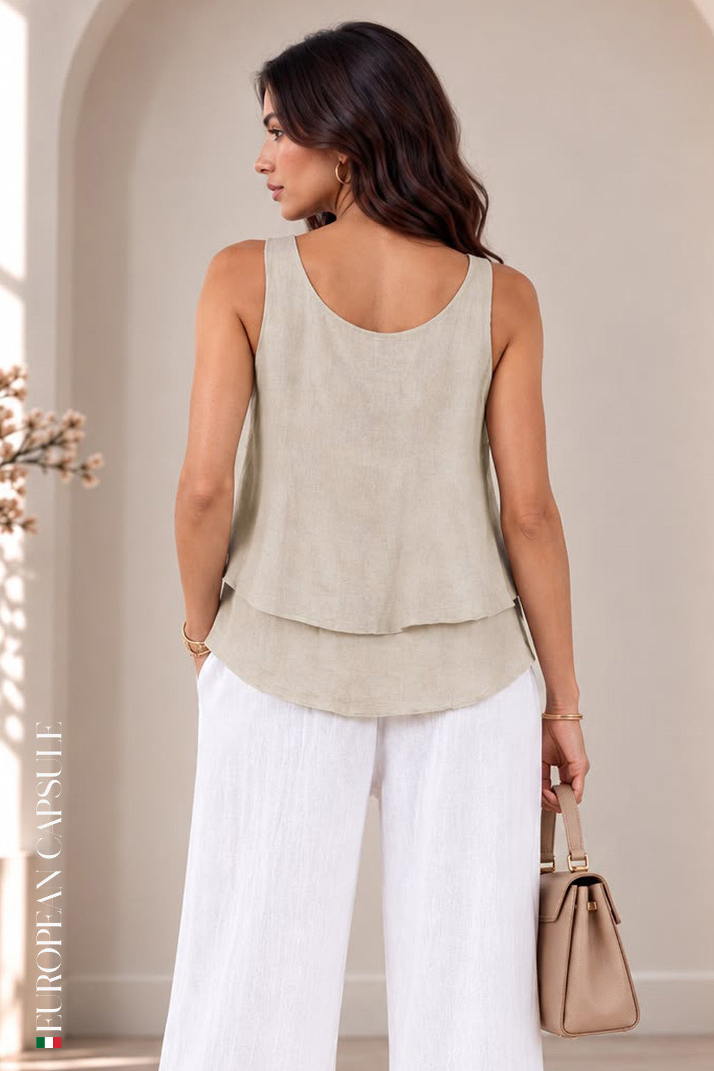 Génova Italian Linen Top - Beige