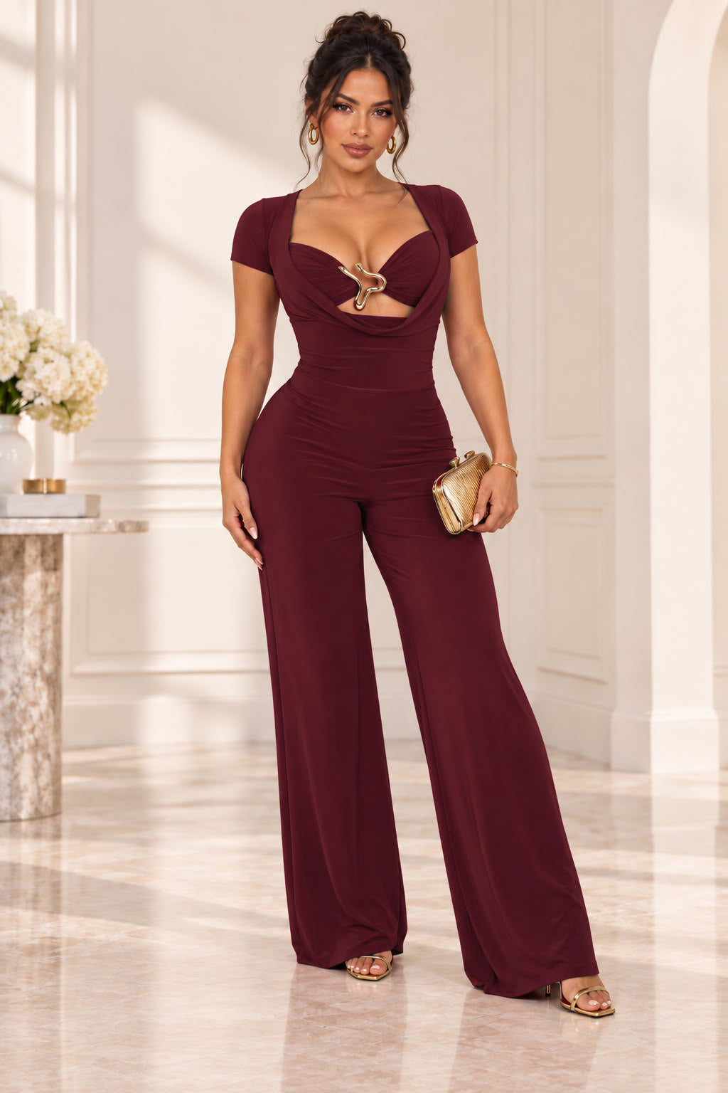 Back To You Jumpsuit - Burgundy