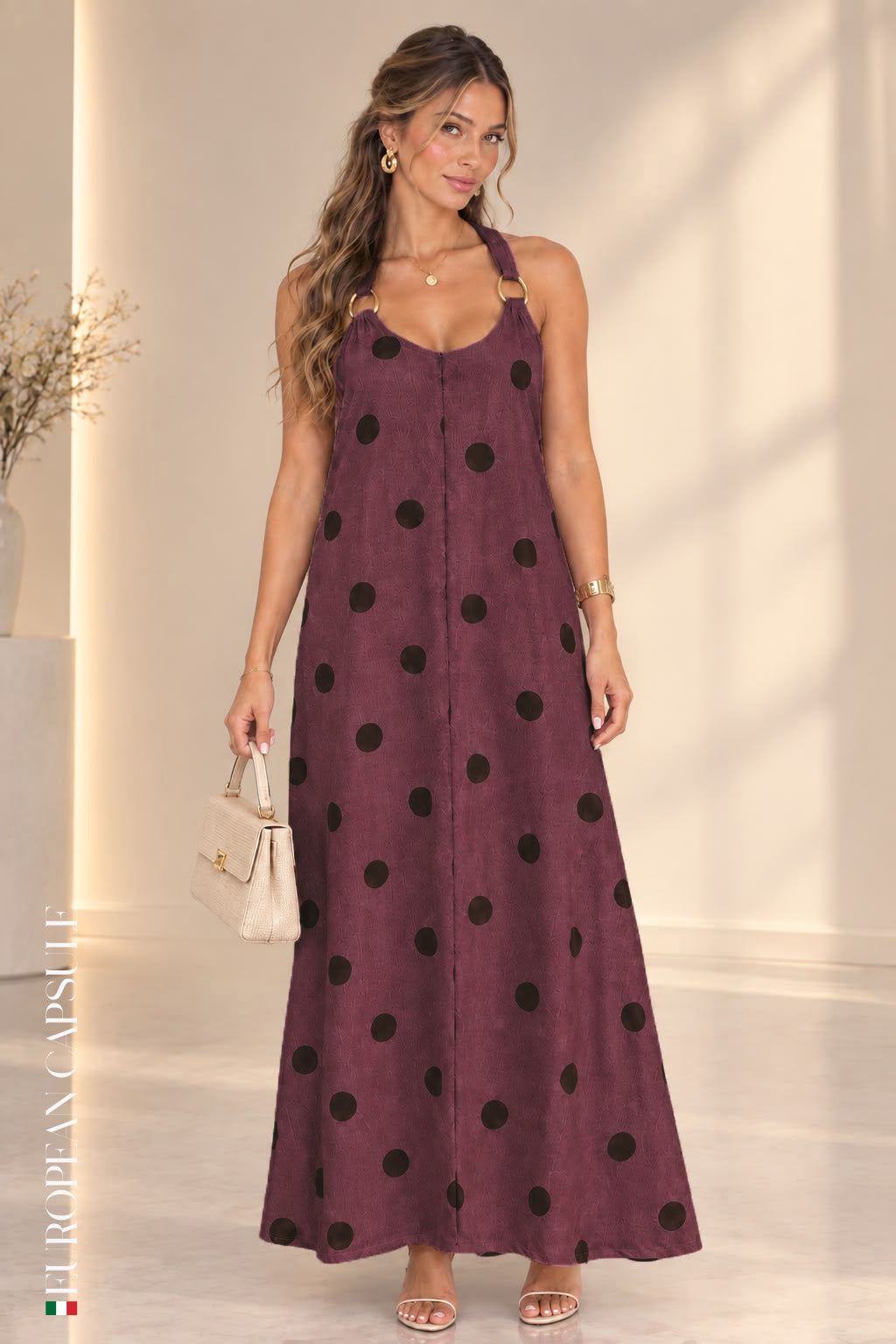 Verona Italian Linen Dress - Burgundy