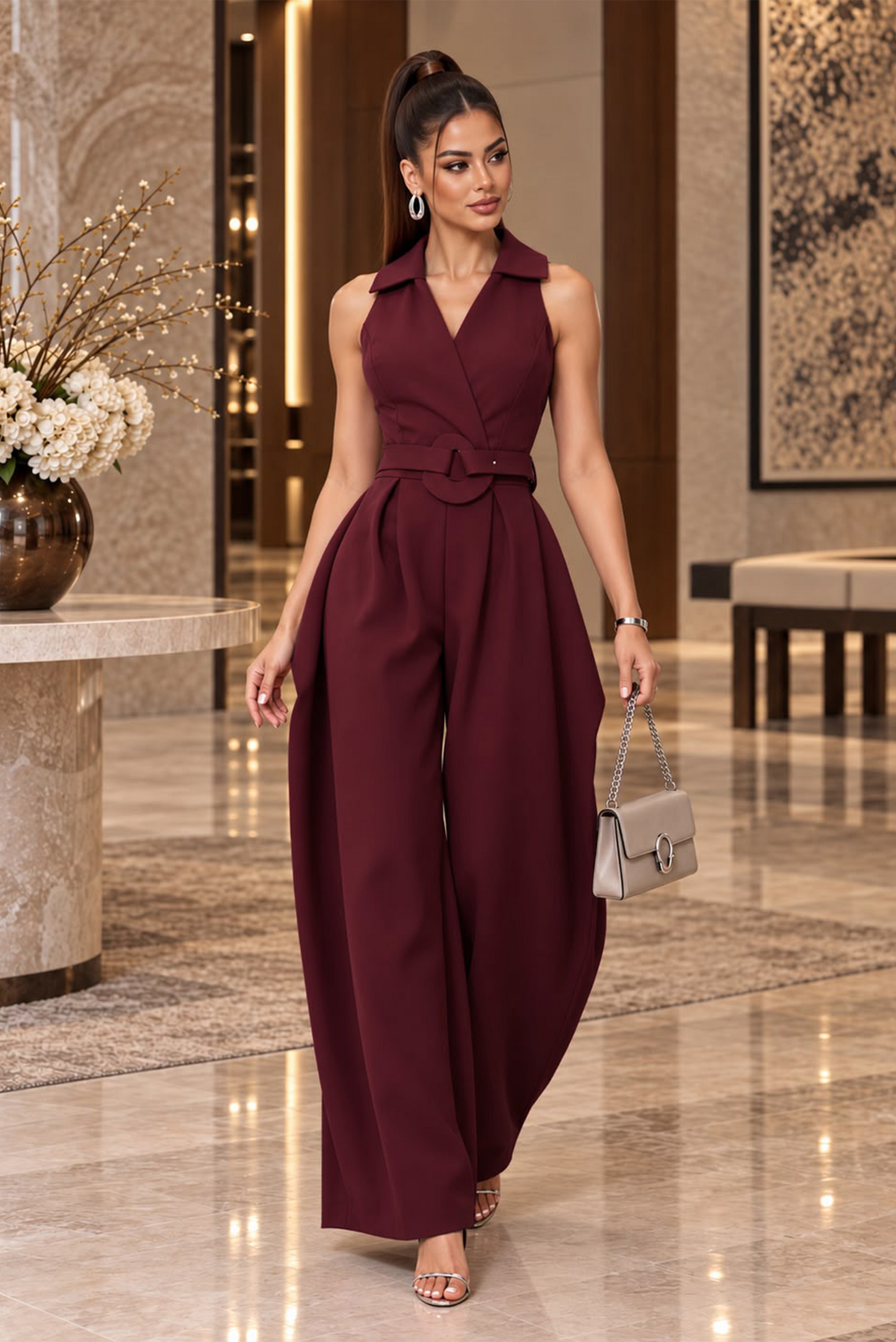 On My Terms II Jumpsuit - Burgundy