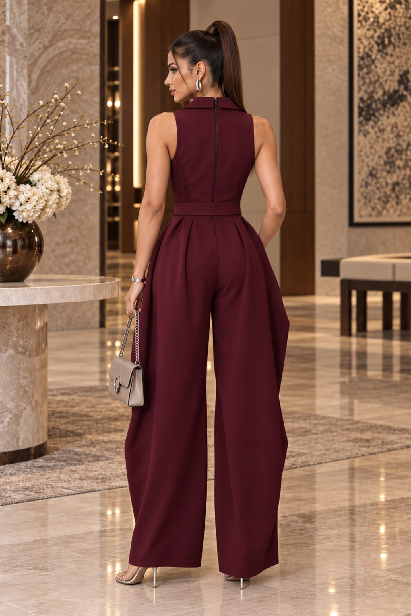 On My Terms II Jumpsuit - Burgundy