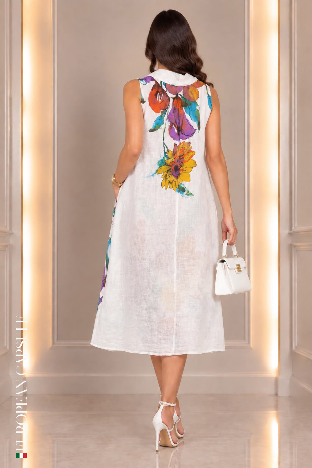Catania Italian Linen Dress - White