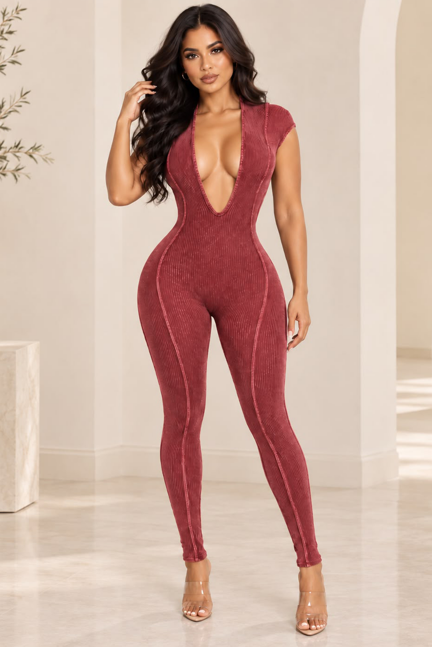 Stay With Me Jumpsuit - Red