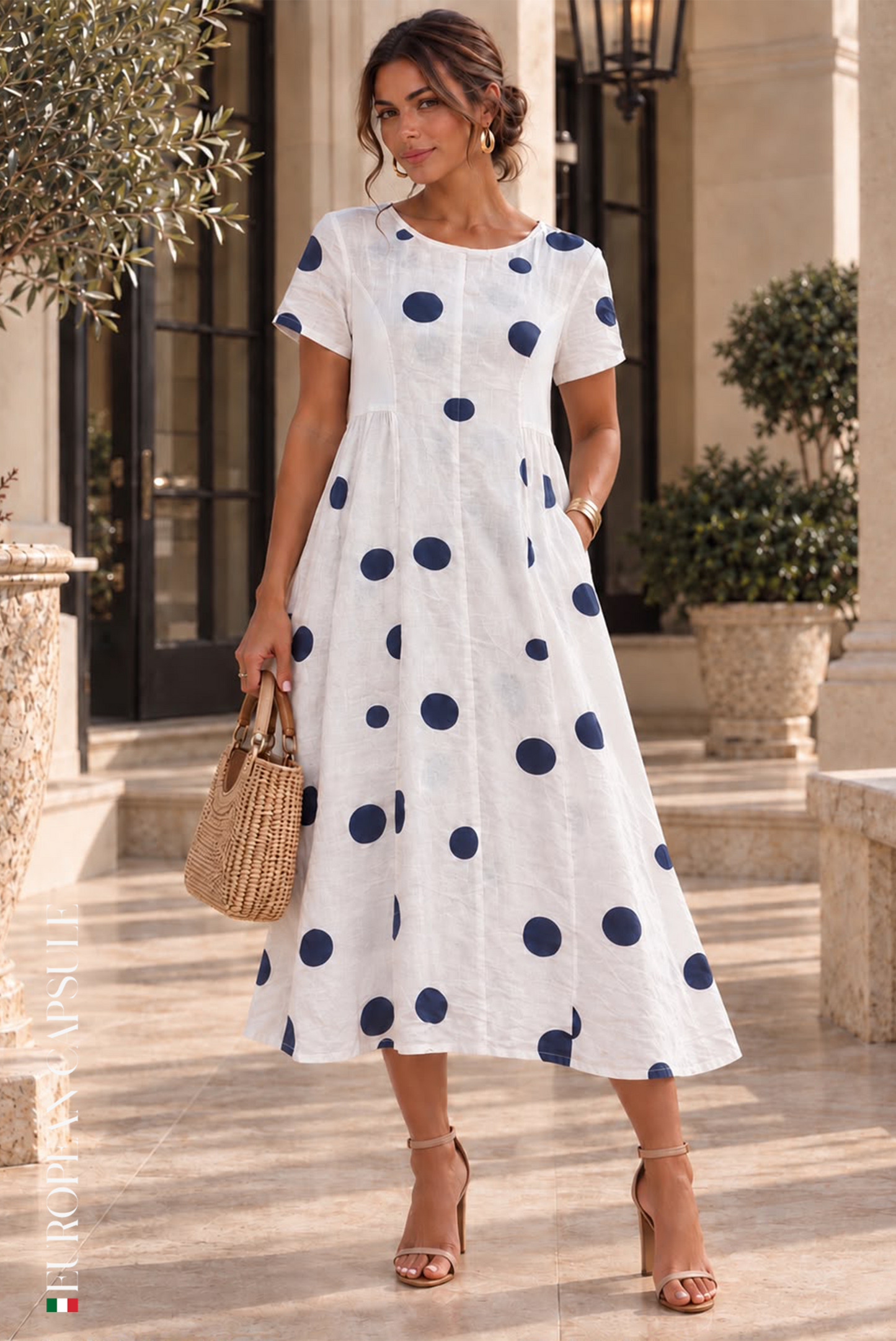 Ravello Italian Linen Dress - White
