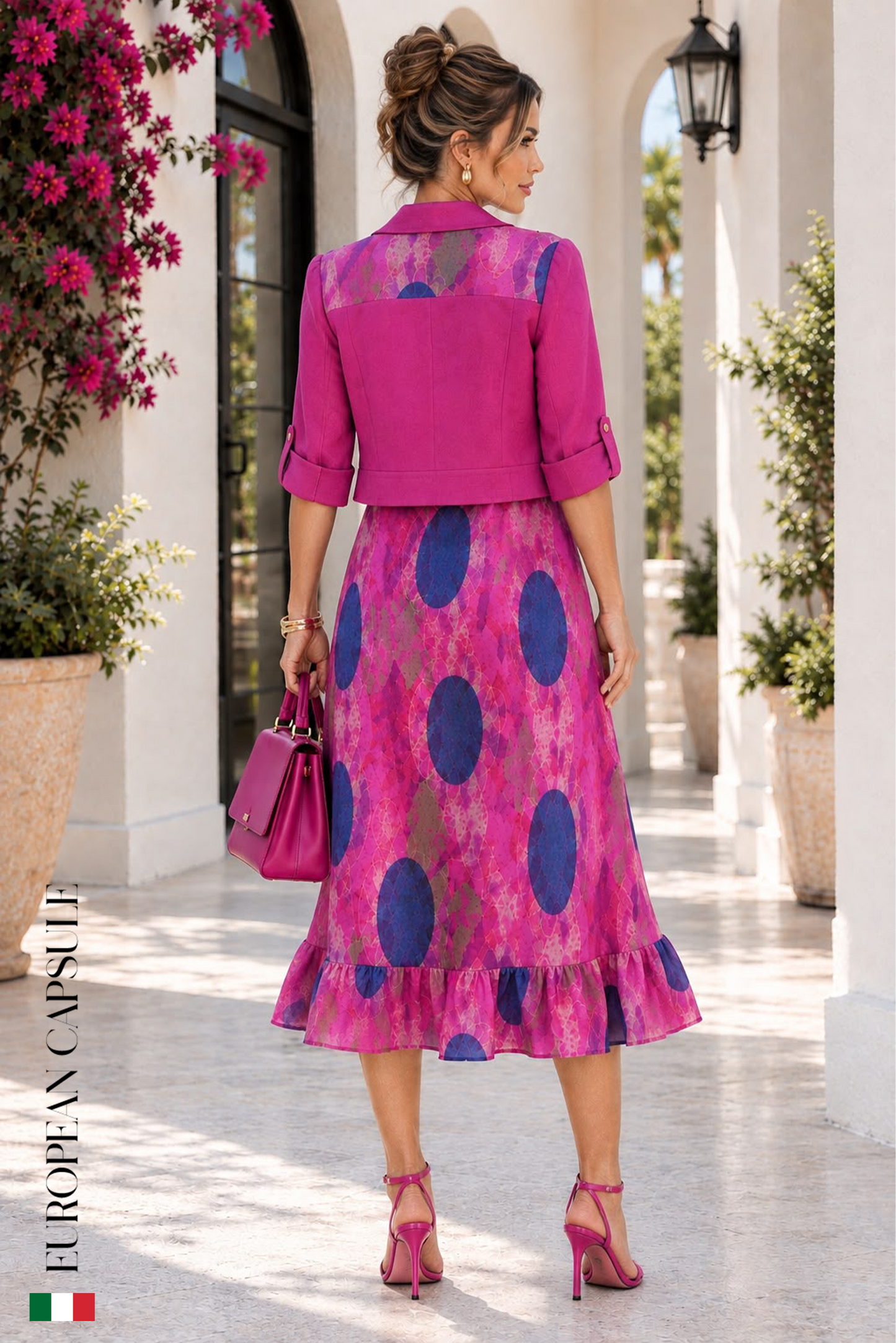 Ferrara Italian Linen Dress Set- Fuchsia