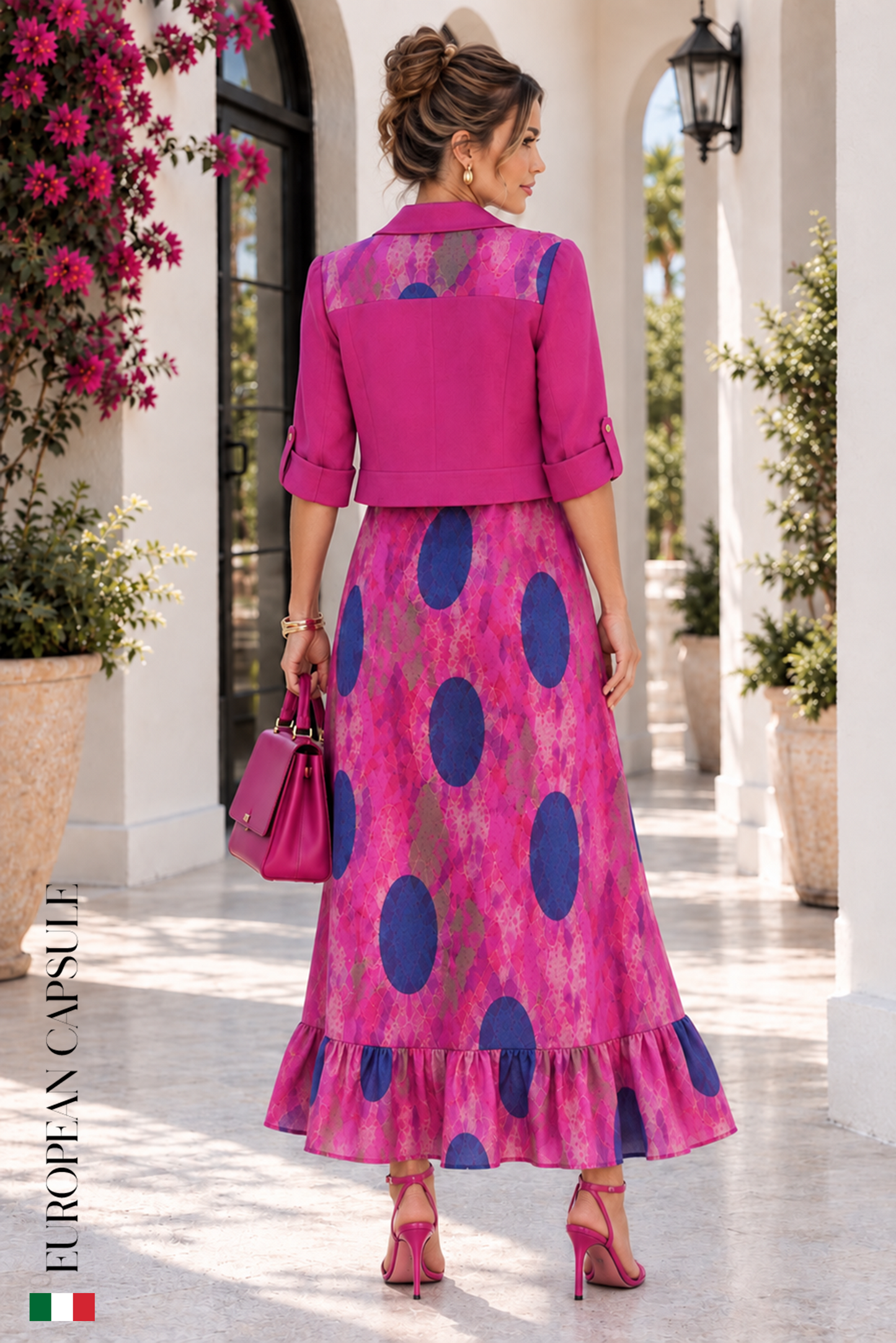Ferrara Italian Linen Dress Set- Fuchsia
