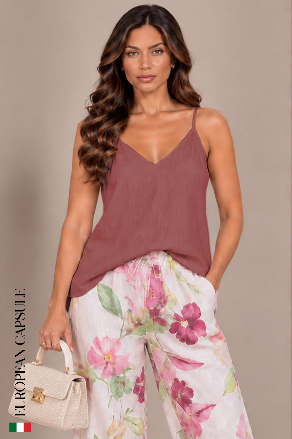Monza Italian Linen Top - Mauve