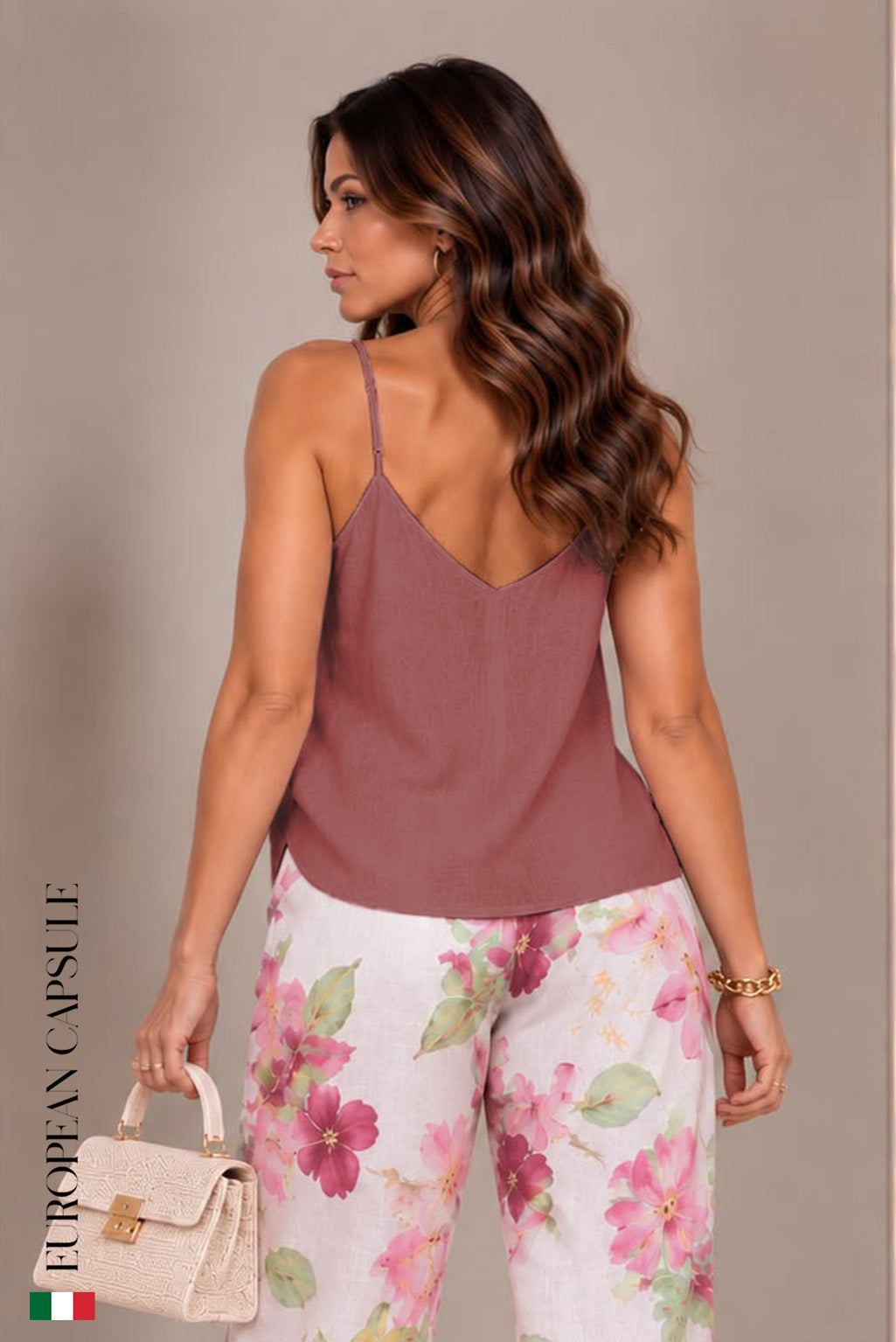Monza Italian Linen Top - Mauve