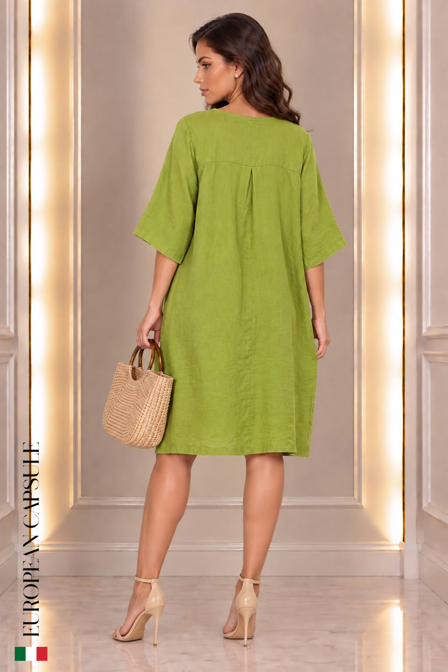 Milano Italian Linen Dress - Green