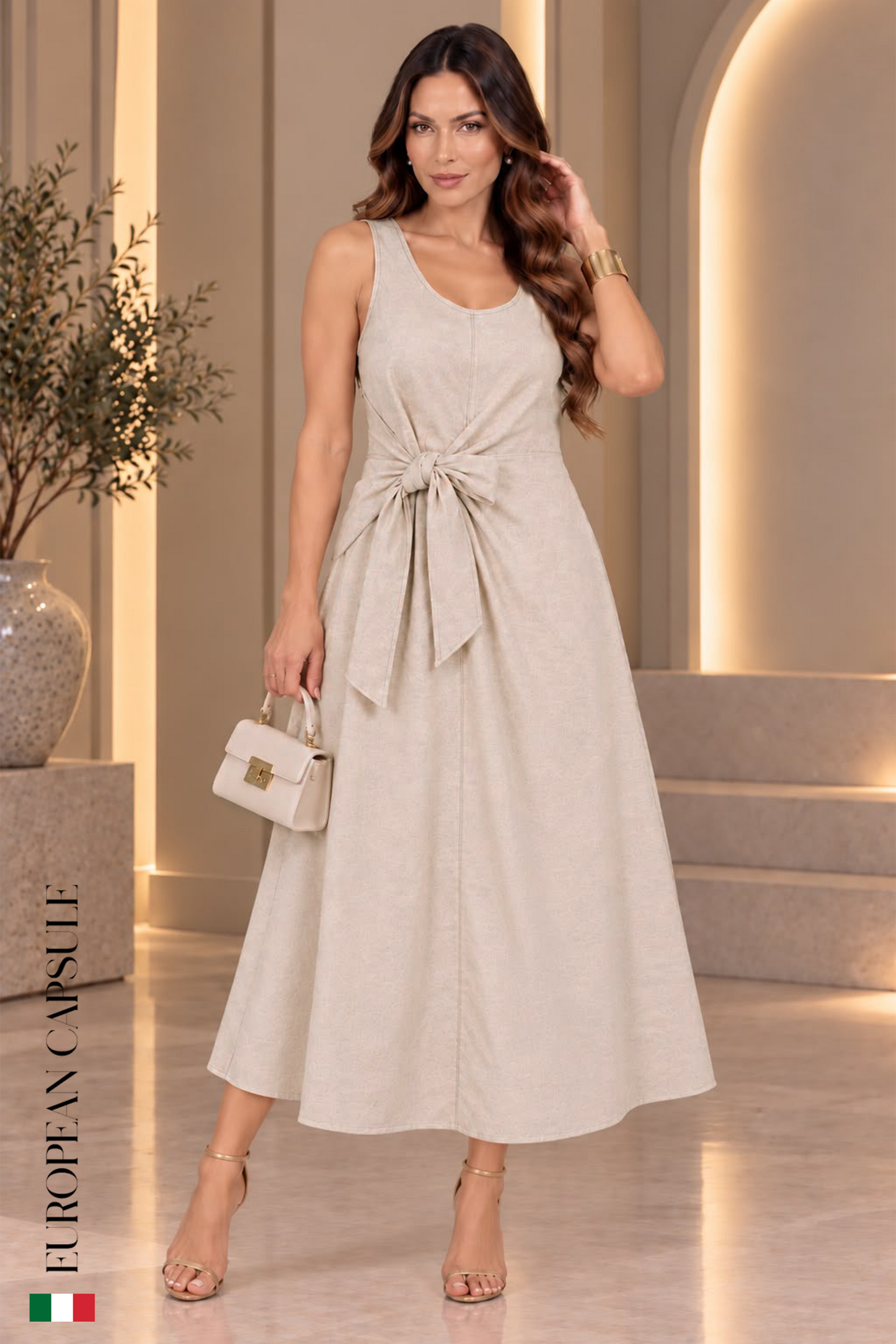 Lanciano Italian Linen Dress - Cream