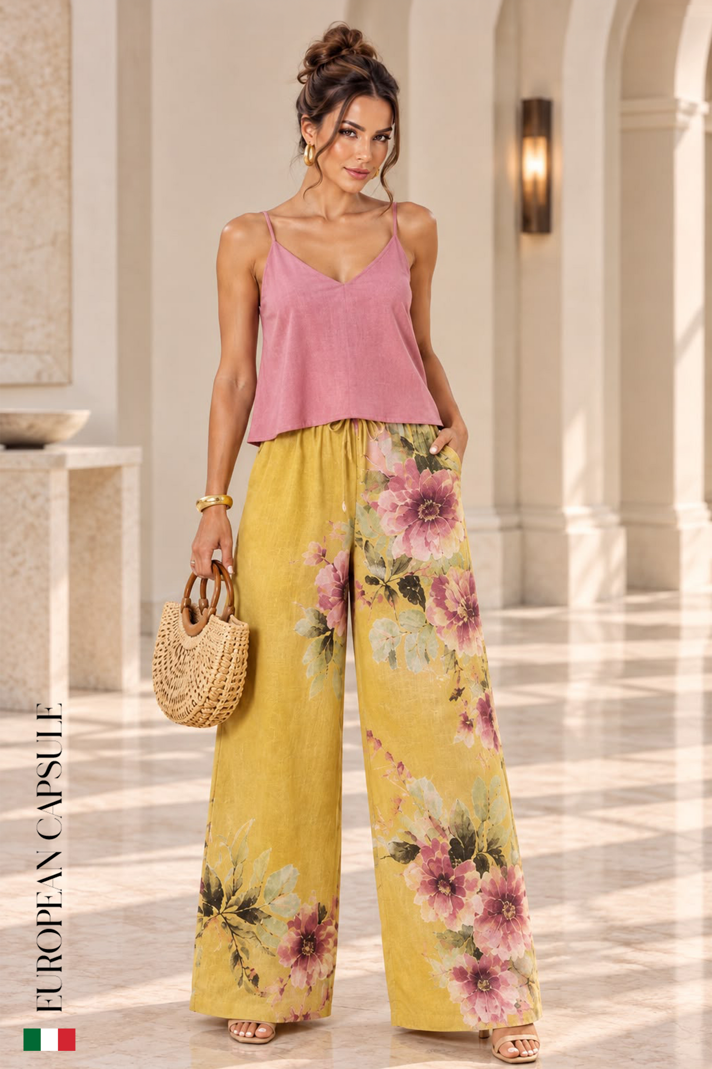 Subiaco Italian Linen Pants - Yellow