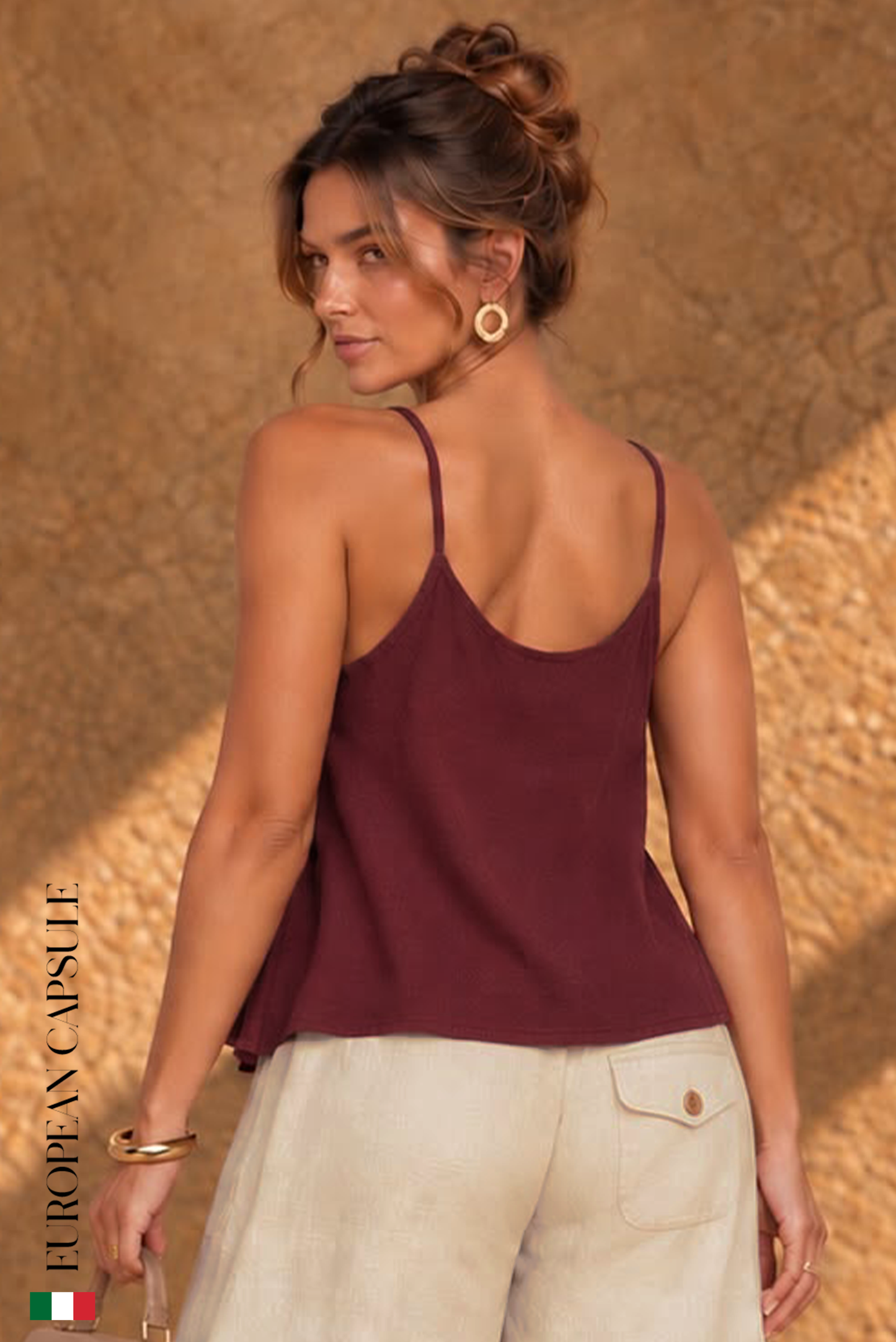 Monza Italian Linen Top - Wine