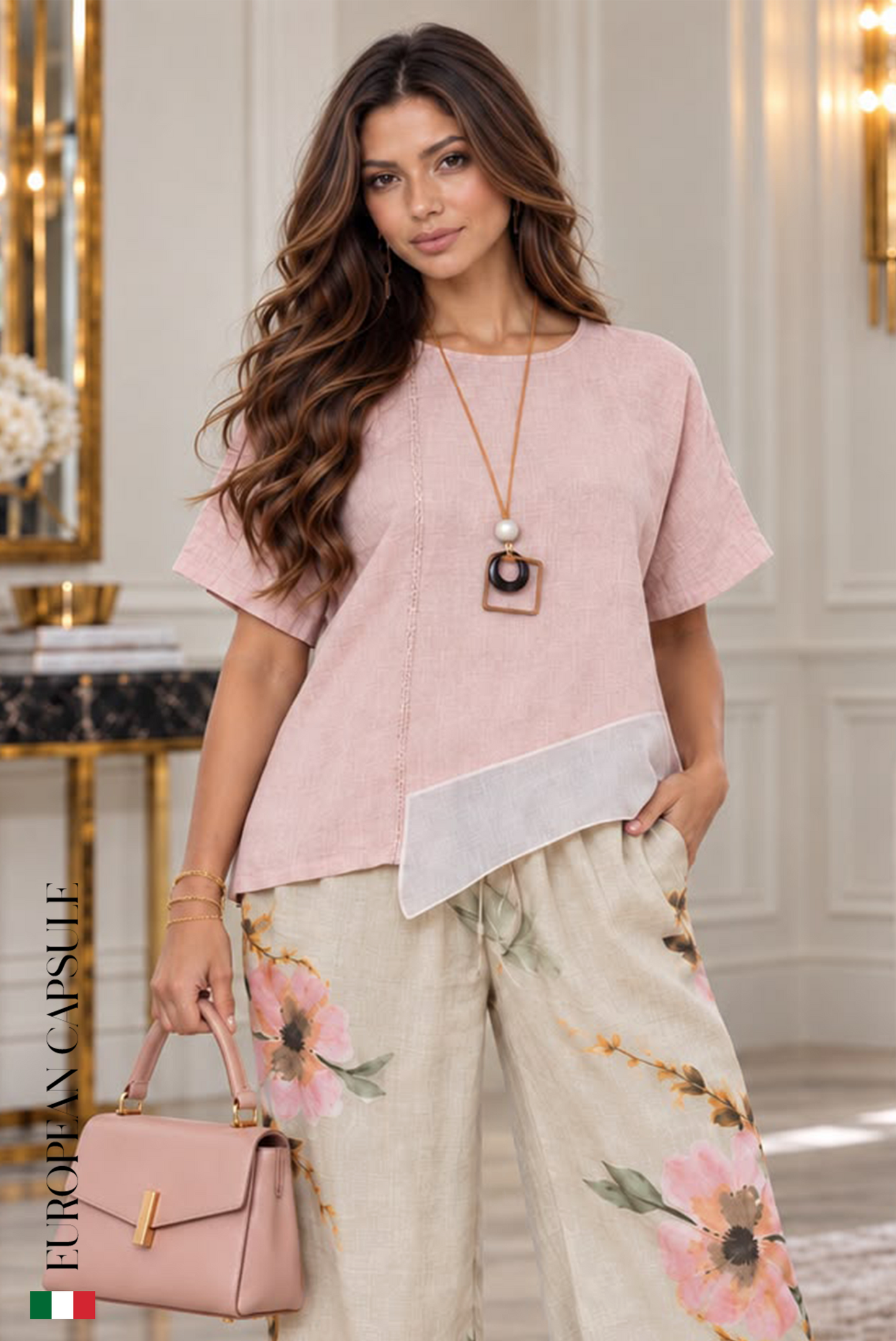 Brescia Italian Linen Top - Pink