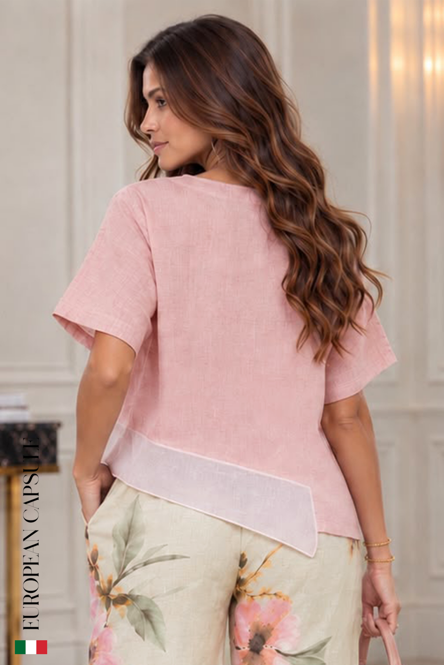 Brescia Italian Linen Top - Pink