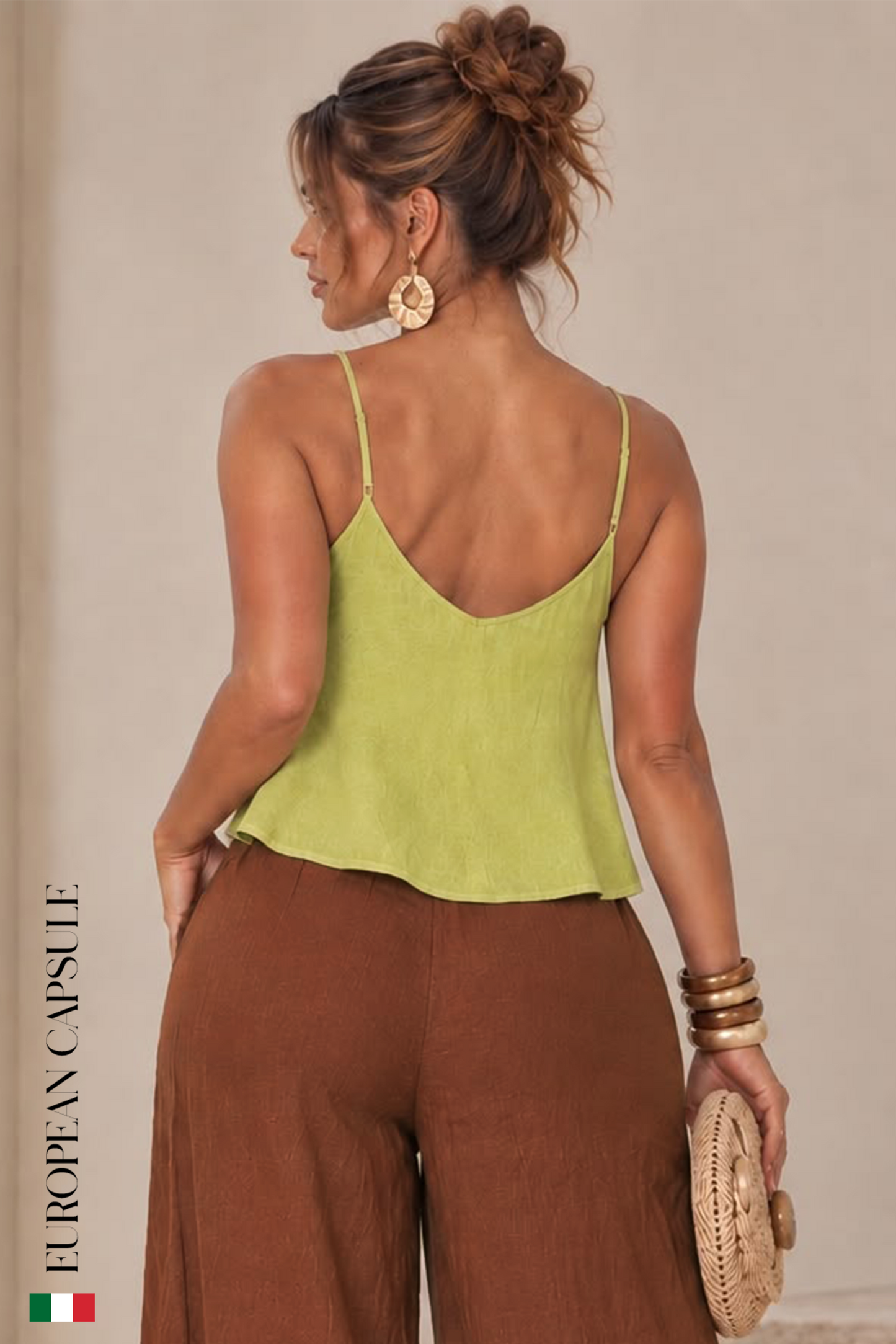 Monza Italian Linen Top - Green