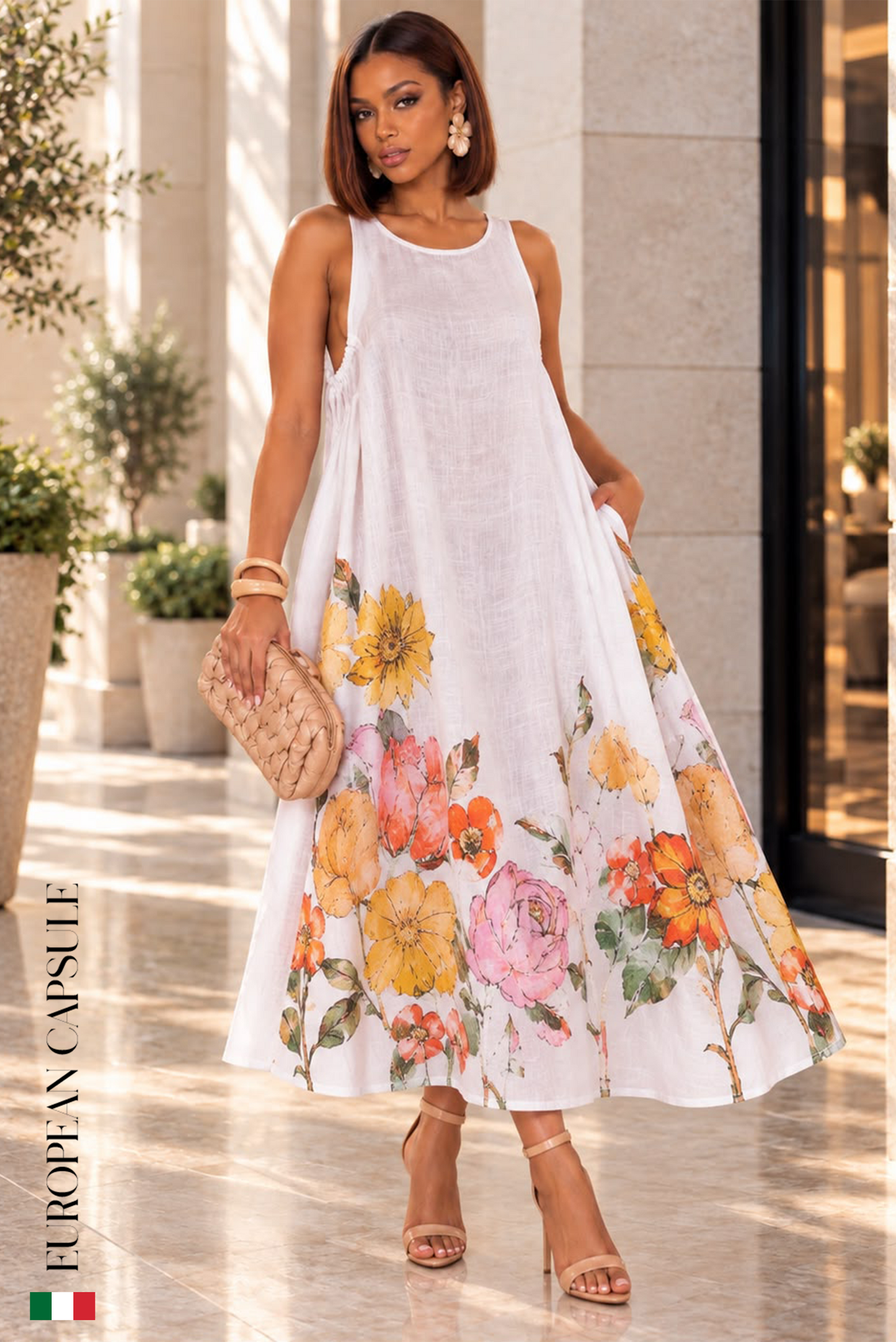 Sogno D'amore Italian Linen Dress - White