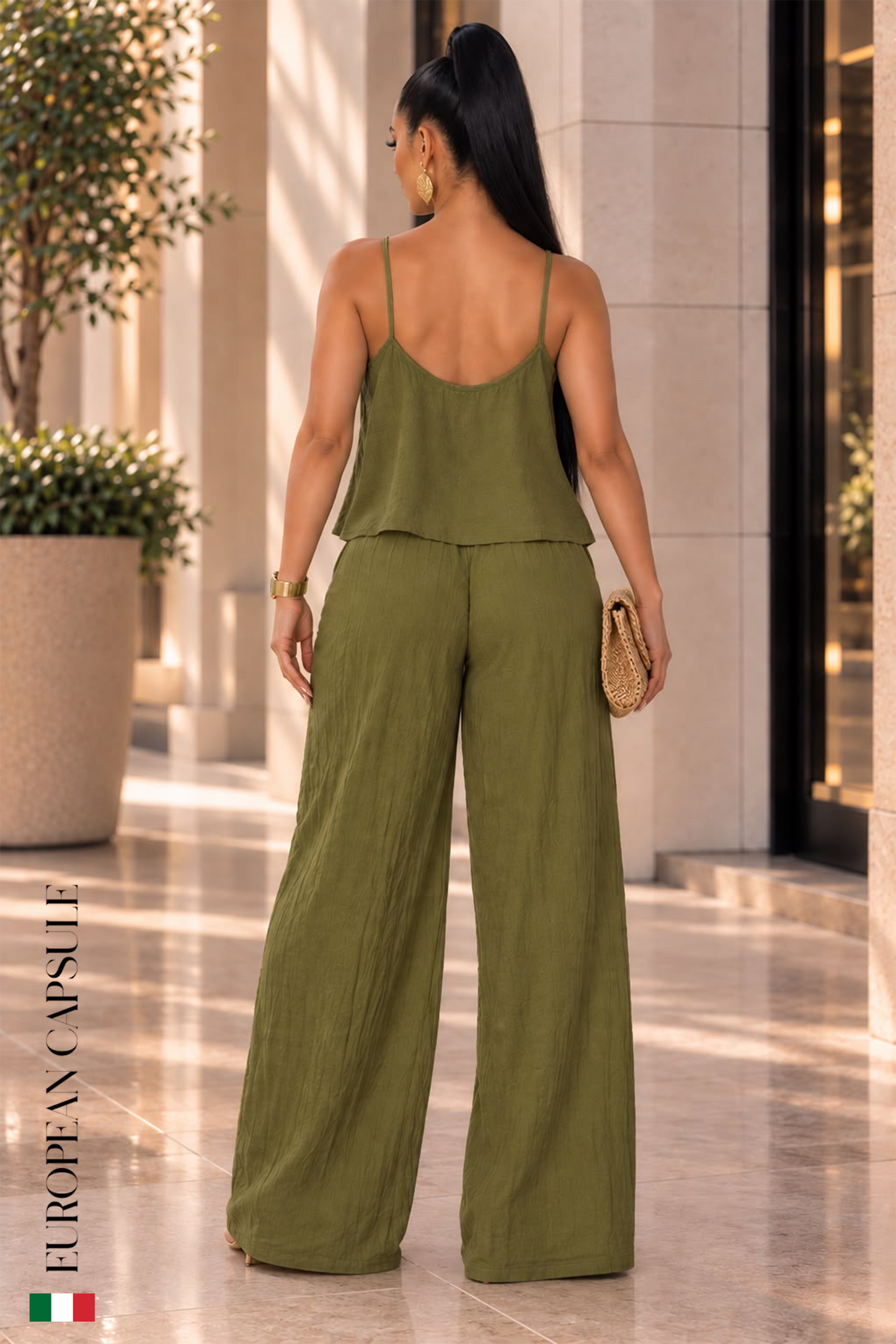 Vernazza Italian Linen Pants -Light Olive Green