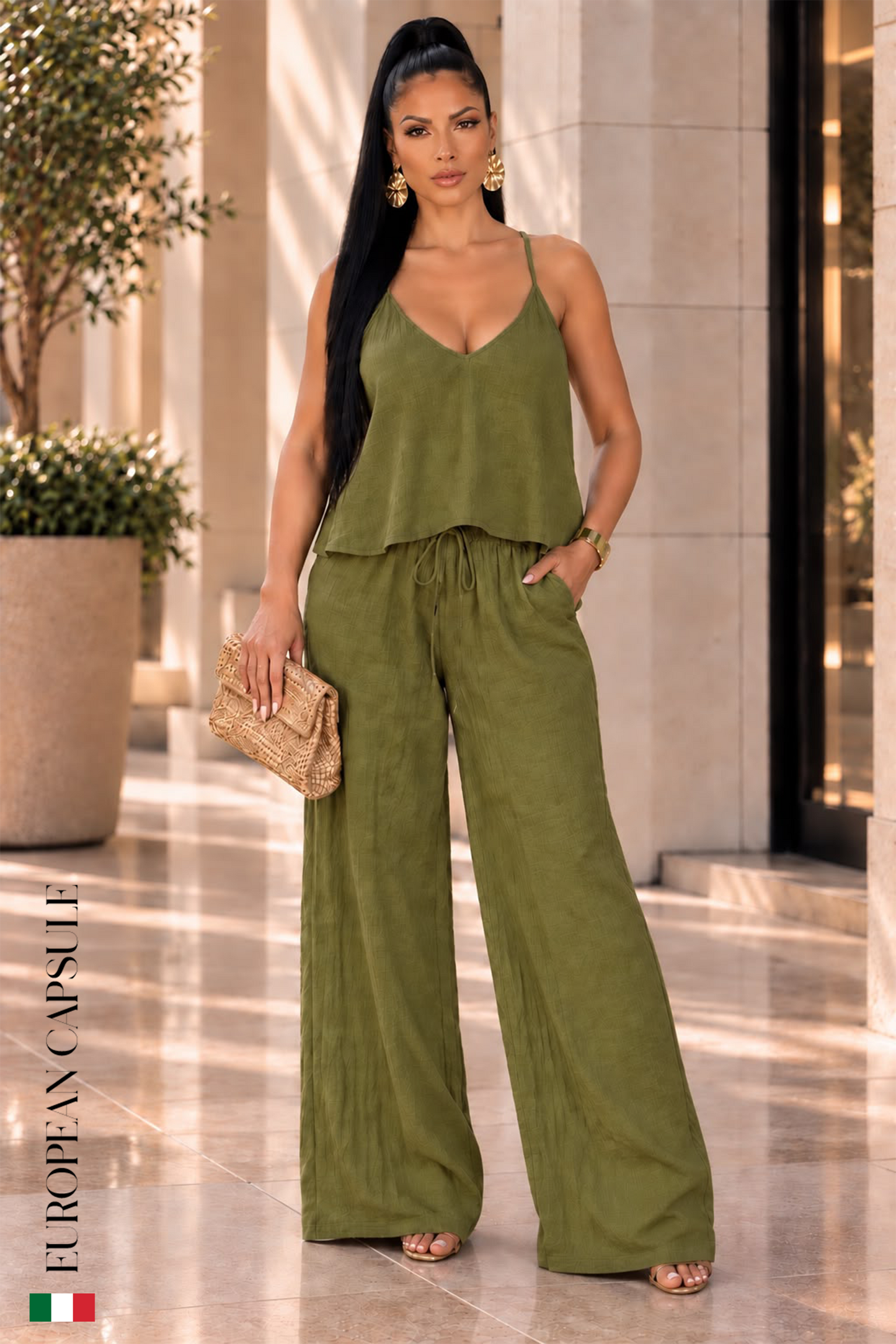 Vernazza Italian Linen Pants -Light Olive Green
